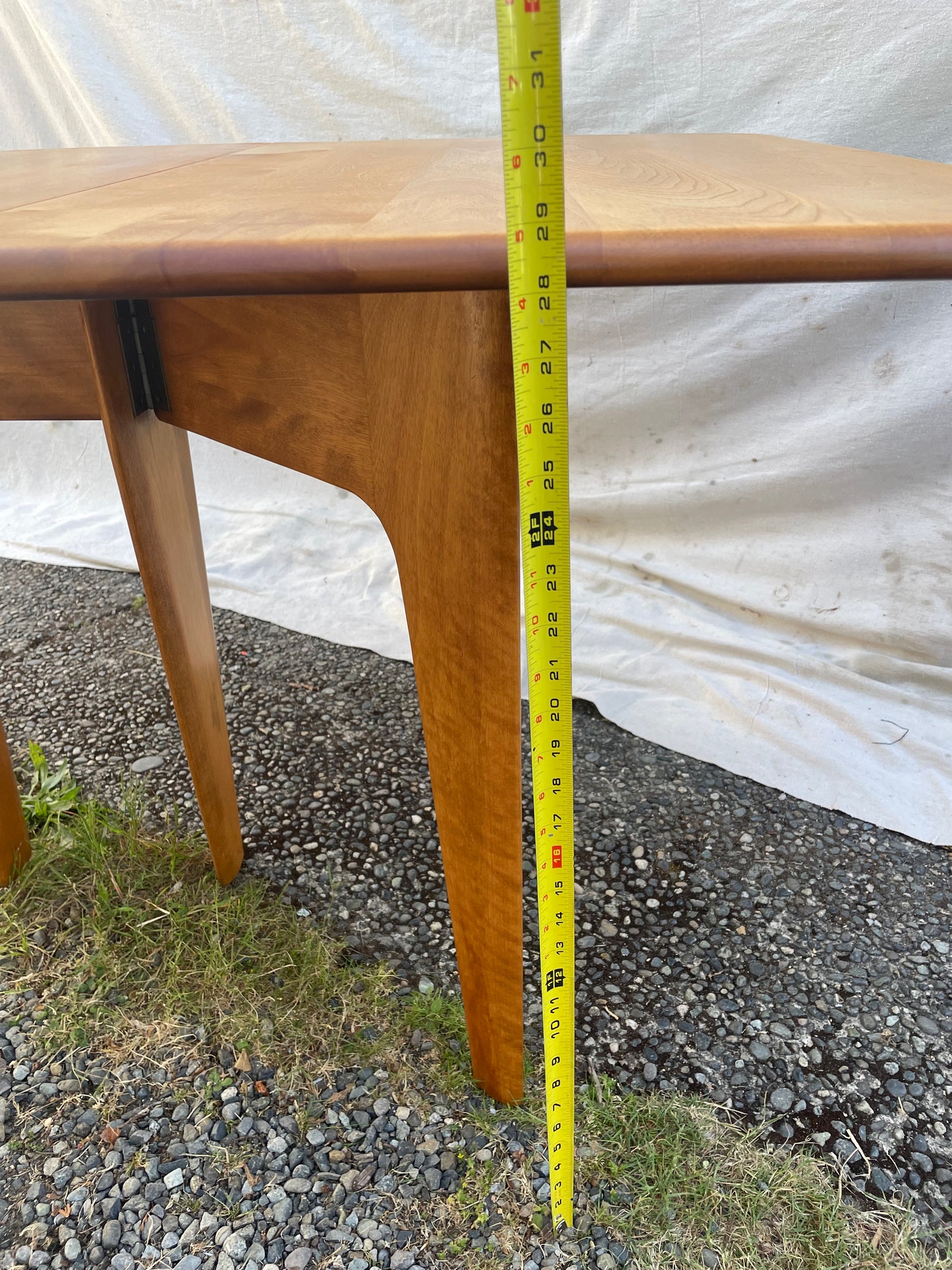 Mid 20th Century Attributed Heywood-Wakefield M166 Drop Leaf Dining Table — Mid-Century Modern Solid Maple, Sculpted Legs