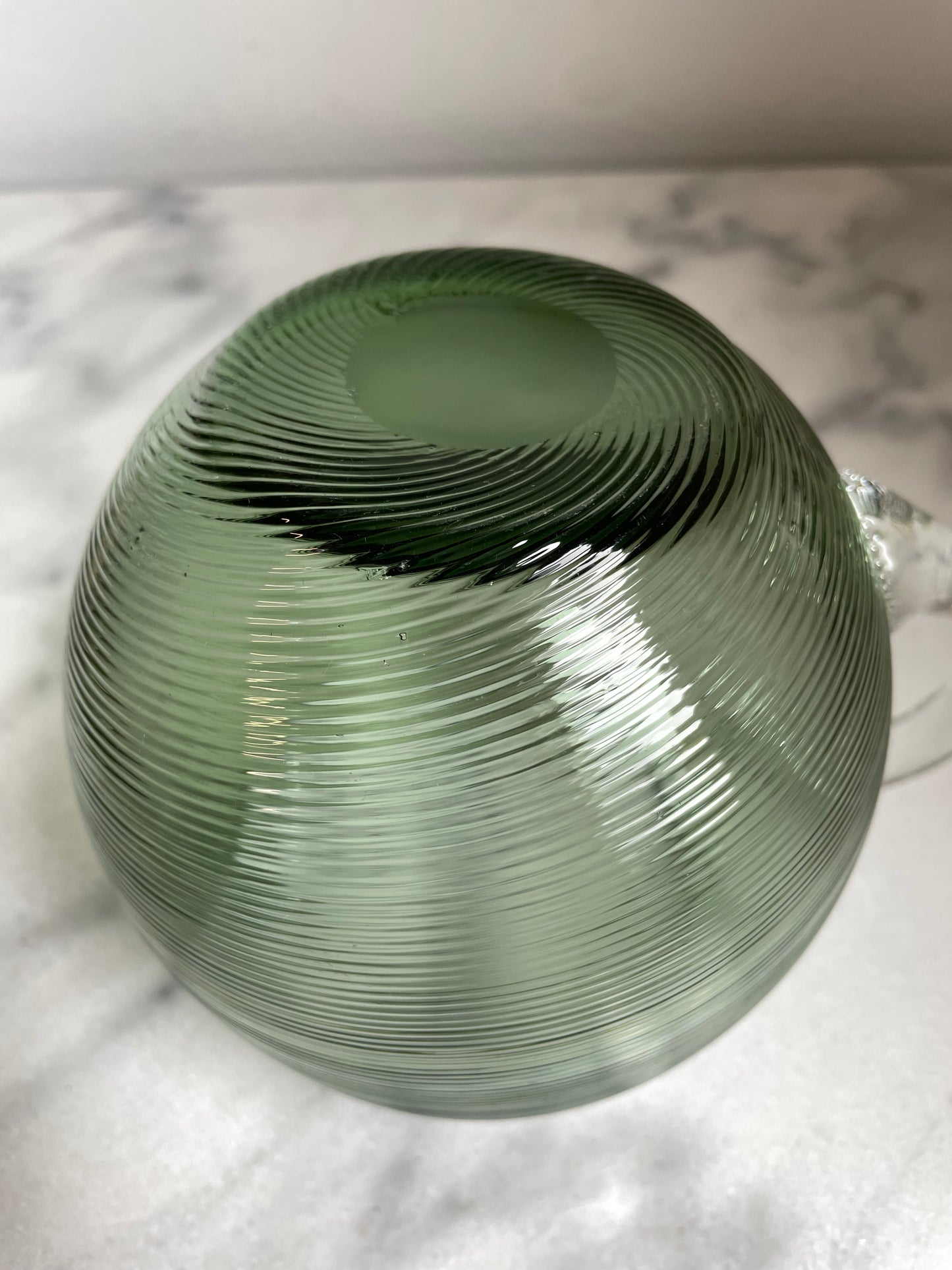 Mid 20th Century Mouth Blown Glass Pitcher in the Style of Steuben