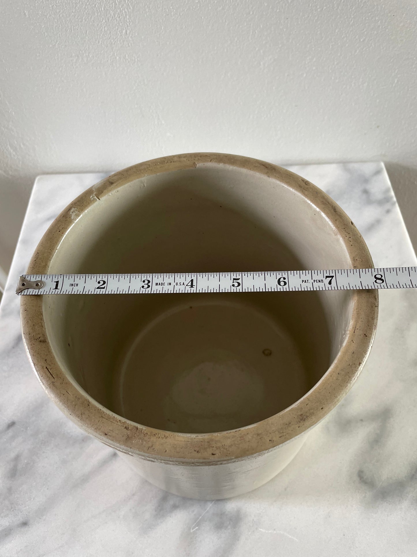 Mid 20th Century Earthenware Pottery Fermenting Crock Farmhouse Country Storage Vessel