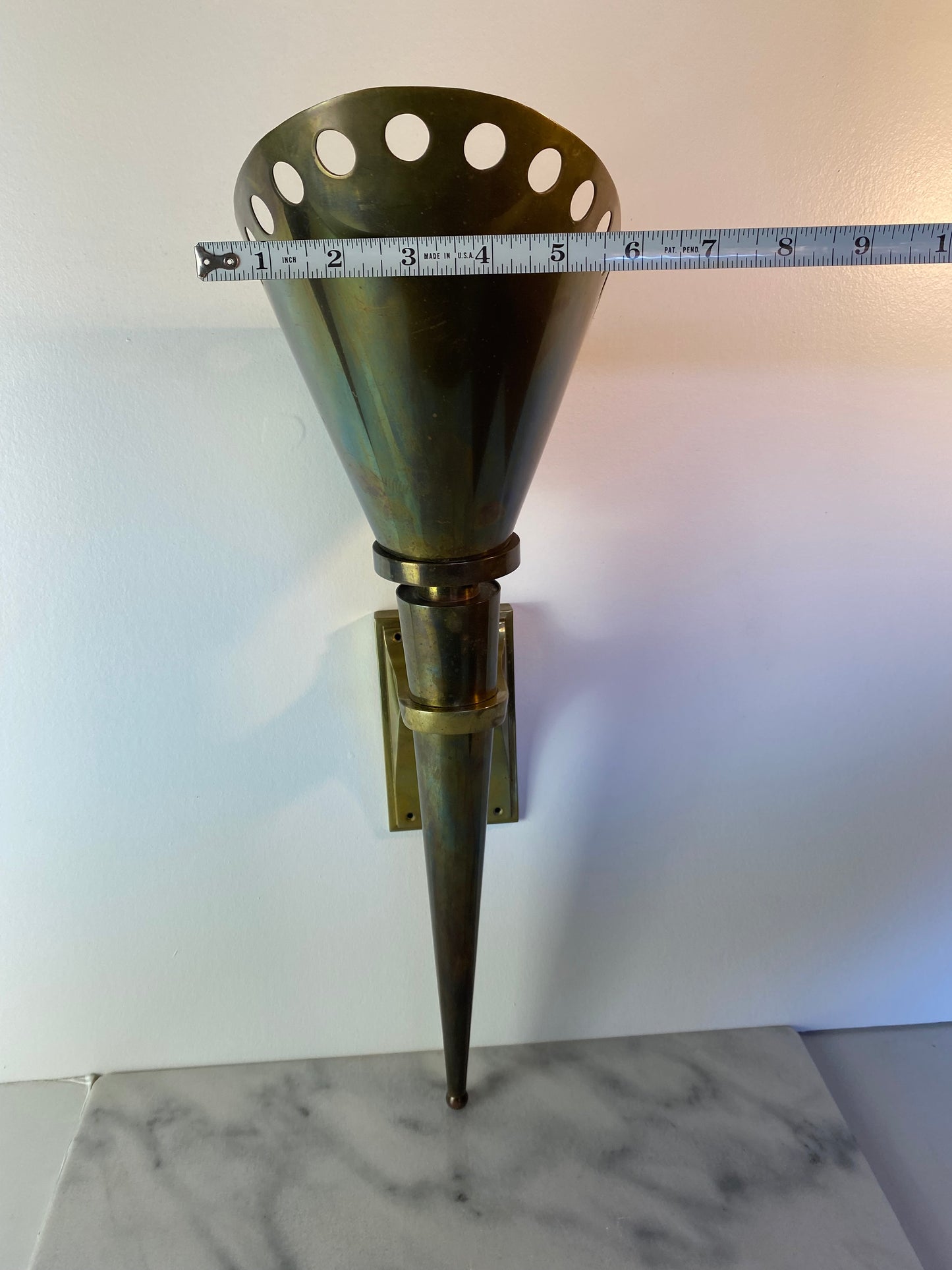 1950s Gilbert Poillerat French Mid-Century Design Brass Sconce