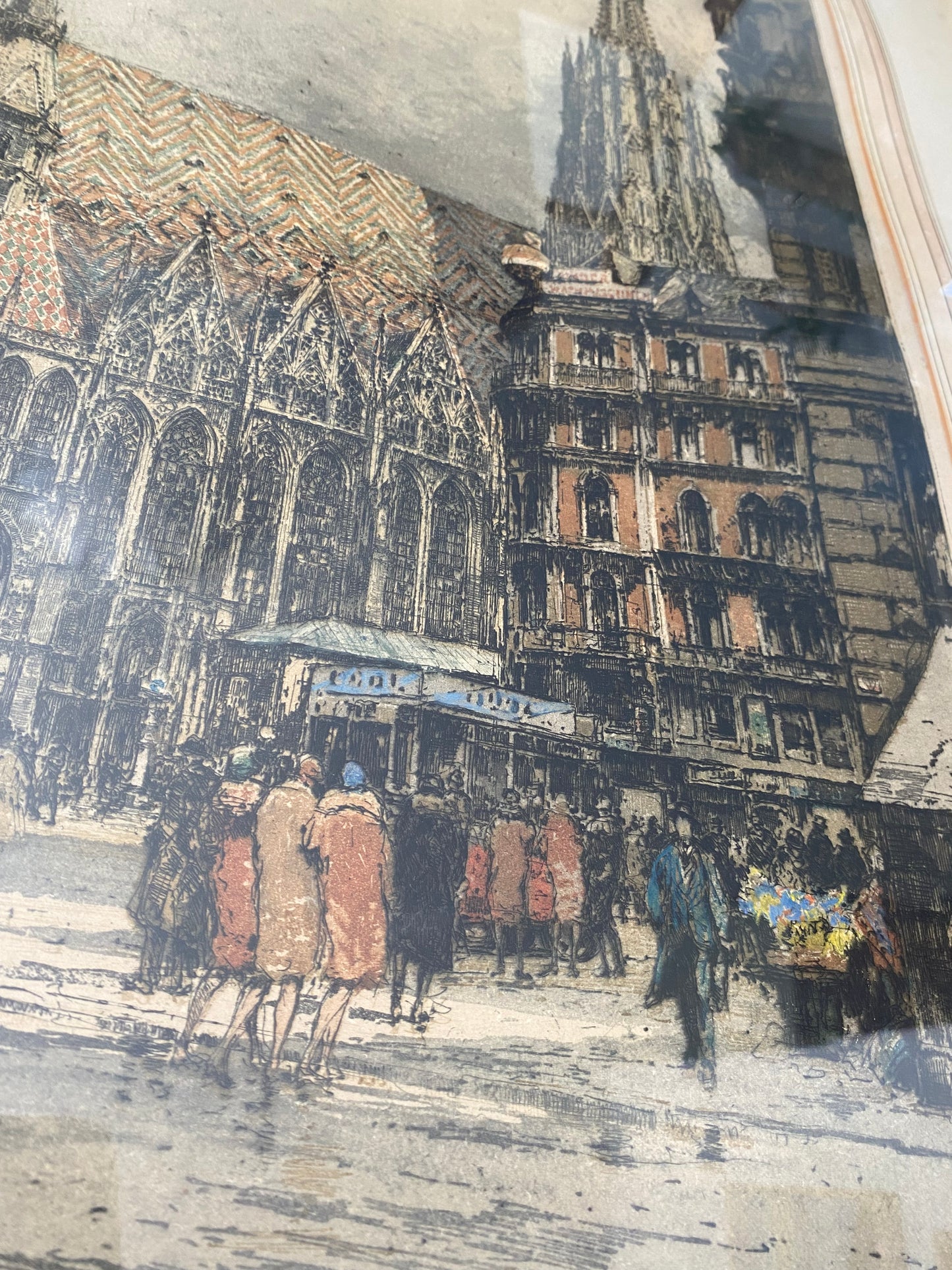 Luigi Kasimir Hand-Colored Etching “St. Stephen’s Cathedral Vienna” — Signed 1928, Limited Edition
