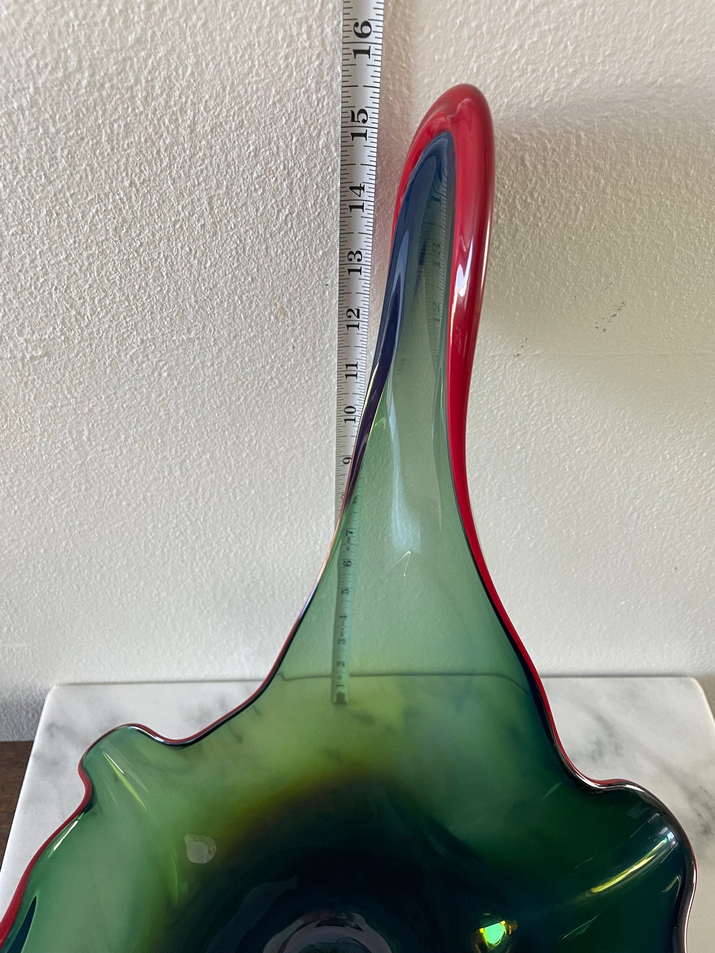 Studio Art Glass Abstract Free Form Ruffled Sculptural Vase Signed 2006