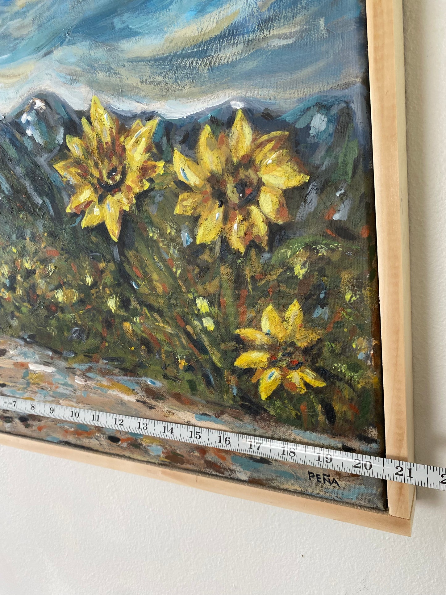 Original Pacific Northwest Landscape Painting – Icicle Ridge, Leavenworth by Francisco Peña – Framed 21” x 17”