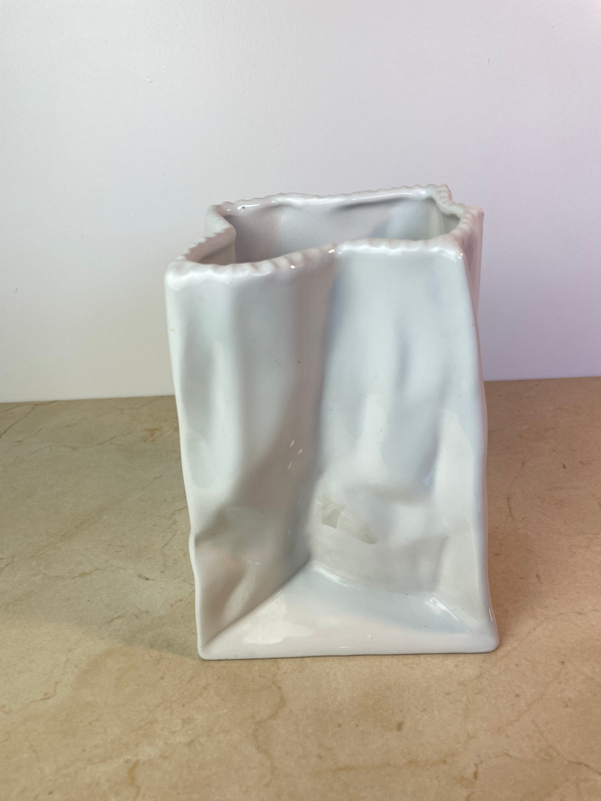 Vintage Mancer Italian Pop Art Ceramic Paper Bag Vase, Mc388