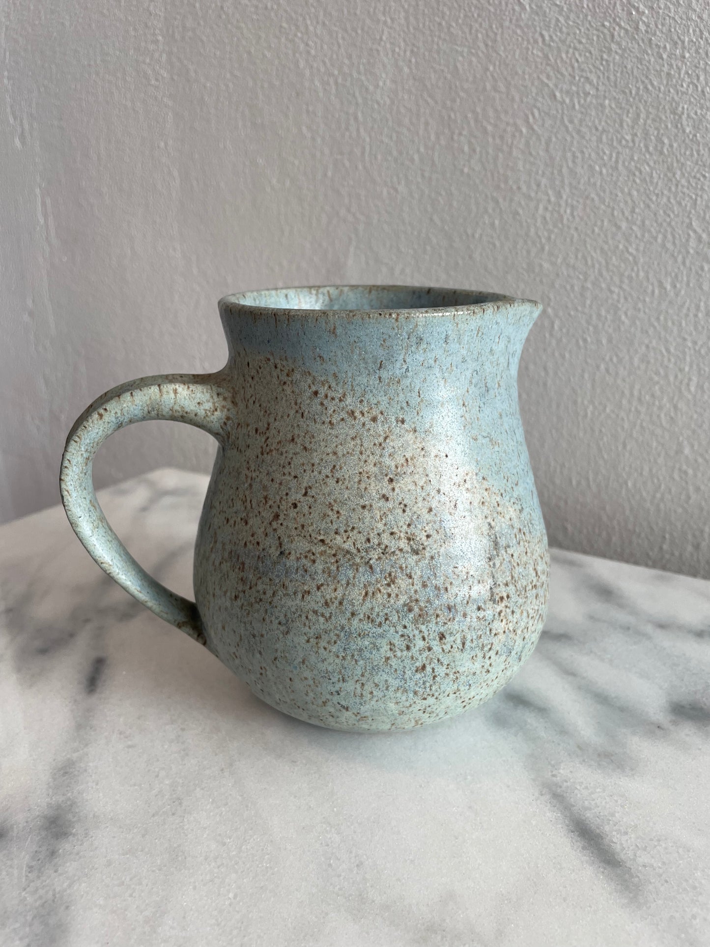 Handmade Studio Ceramic Pitcher With Light Blue-Gray Glaze