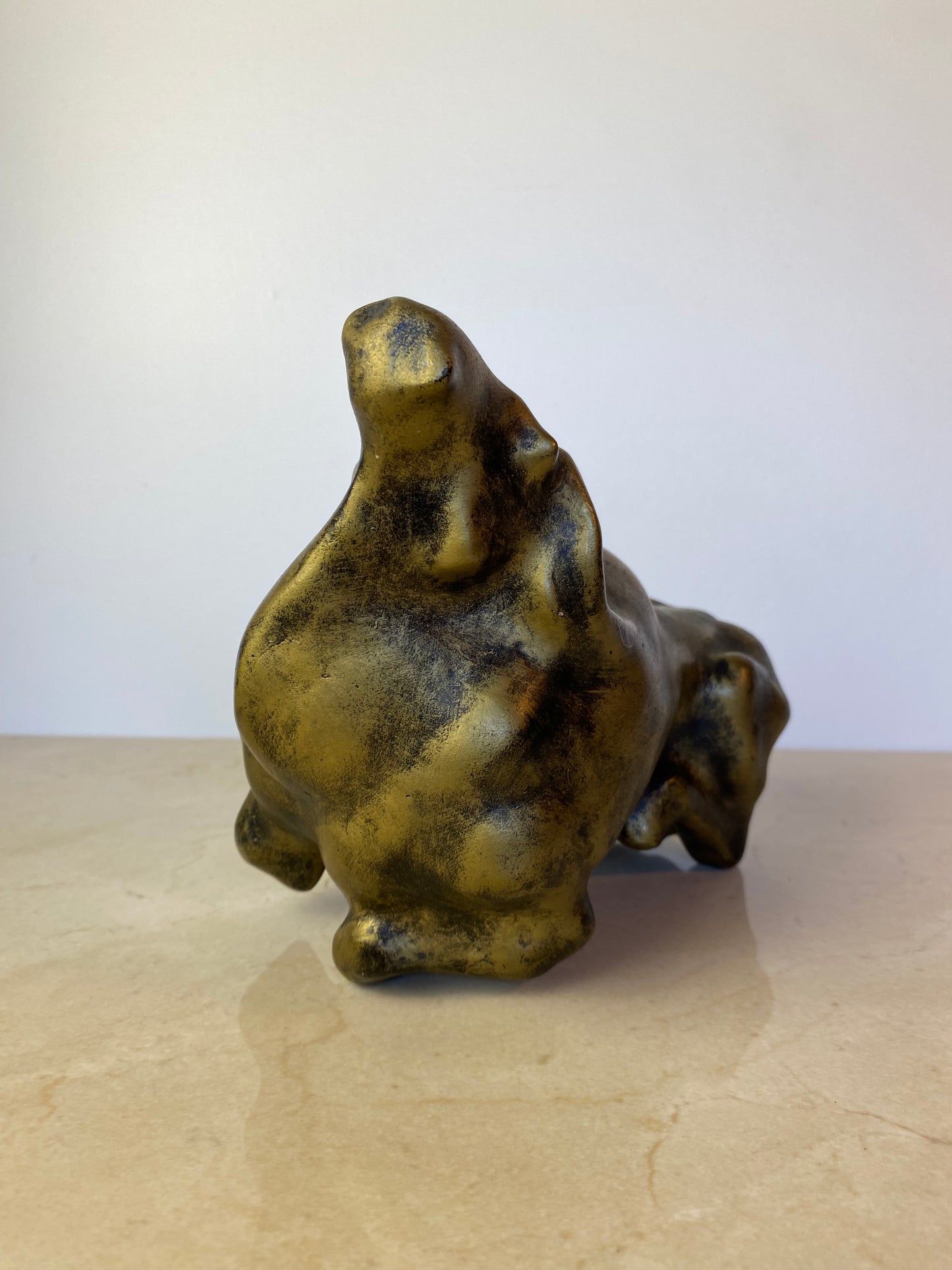 Signed Mid-Century Modern Brutalist Ceramic Bull Sculpture by Boštjan Putrih, 1970s
