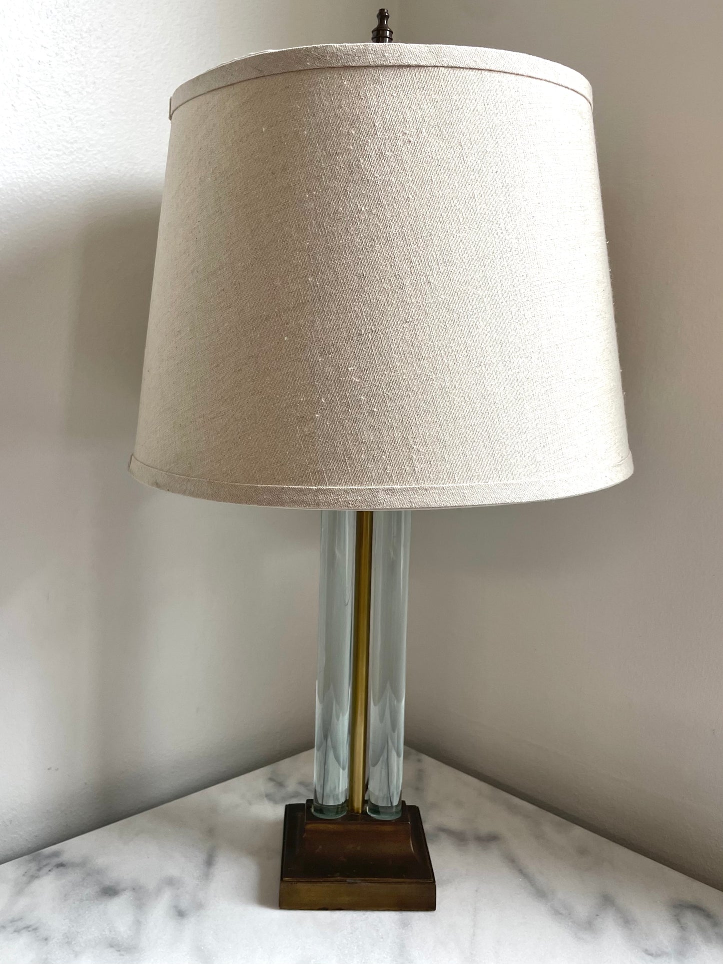 1940s Art Deco Glass and Nickel Table Lamp by Gilbert Rohde for MSLC