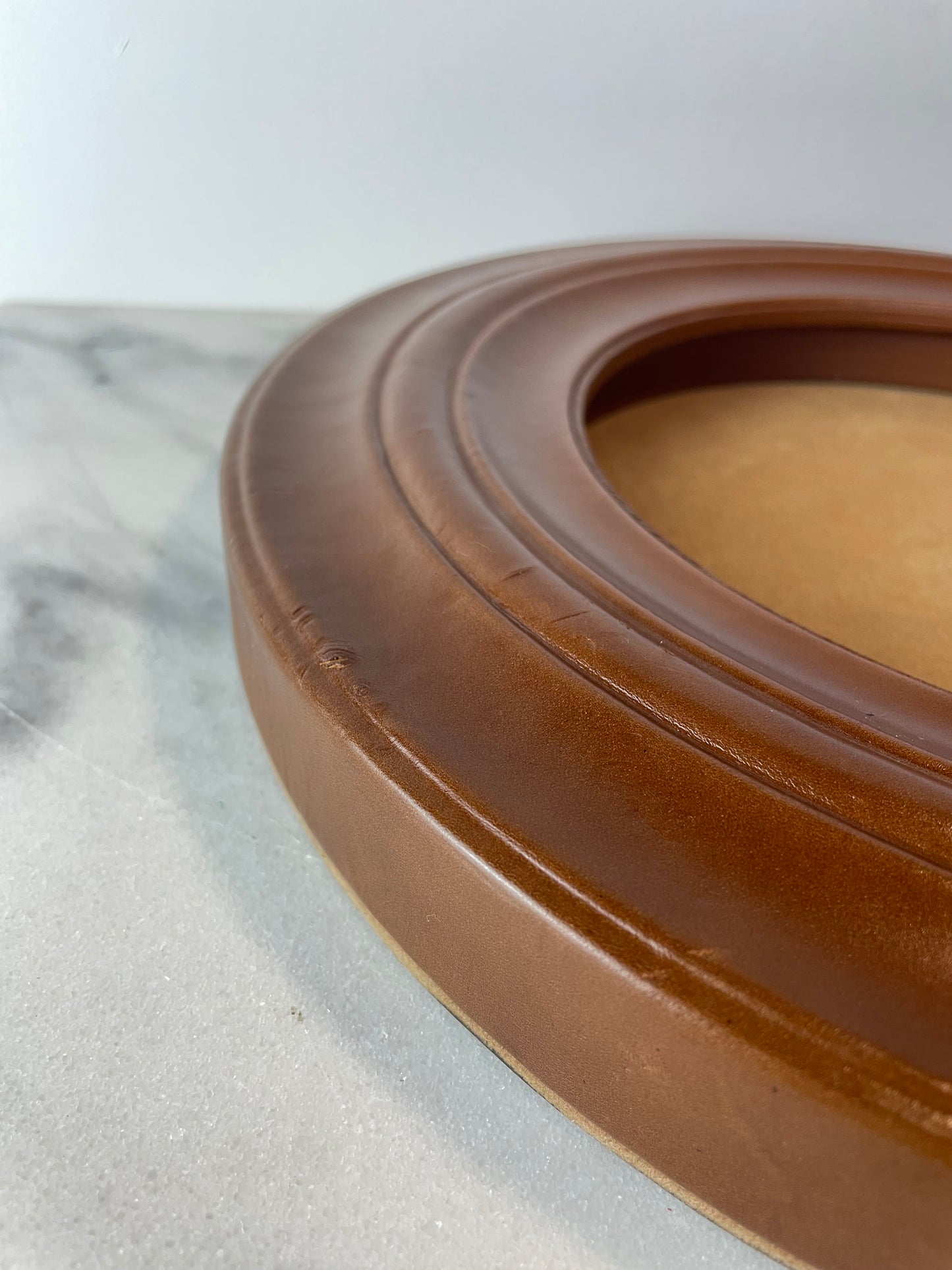 Contemporary Leather-Wrapped Picture Frame With Sculptural Molded Detailing