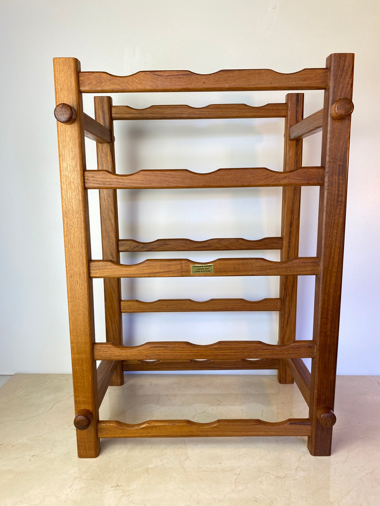 Vintage Winsome Wood Teak Wine Rack, Danish Modern Style