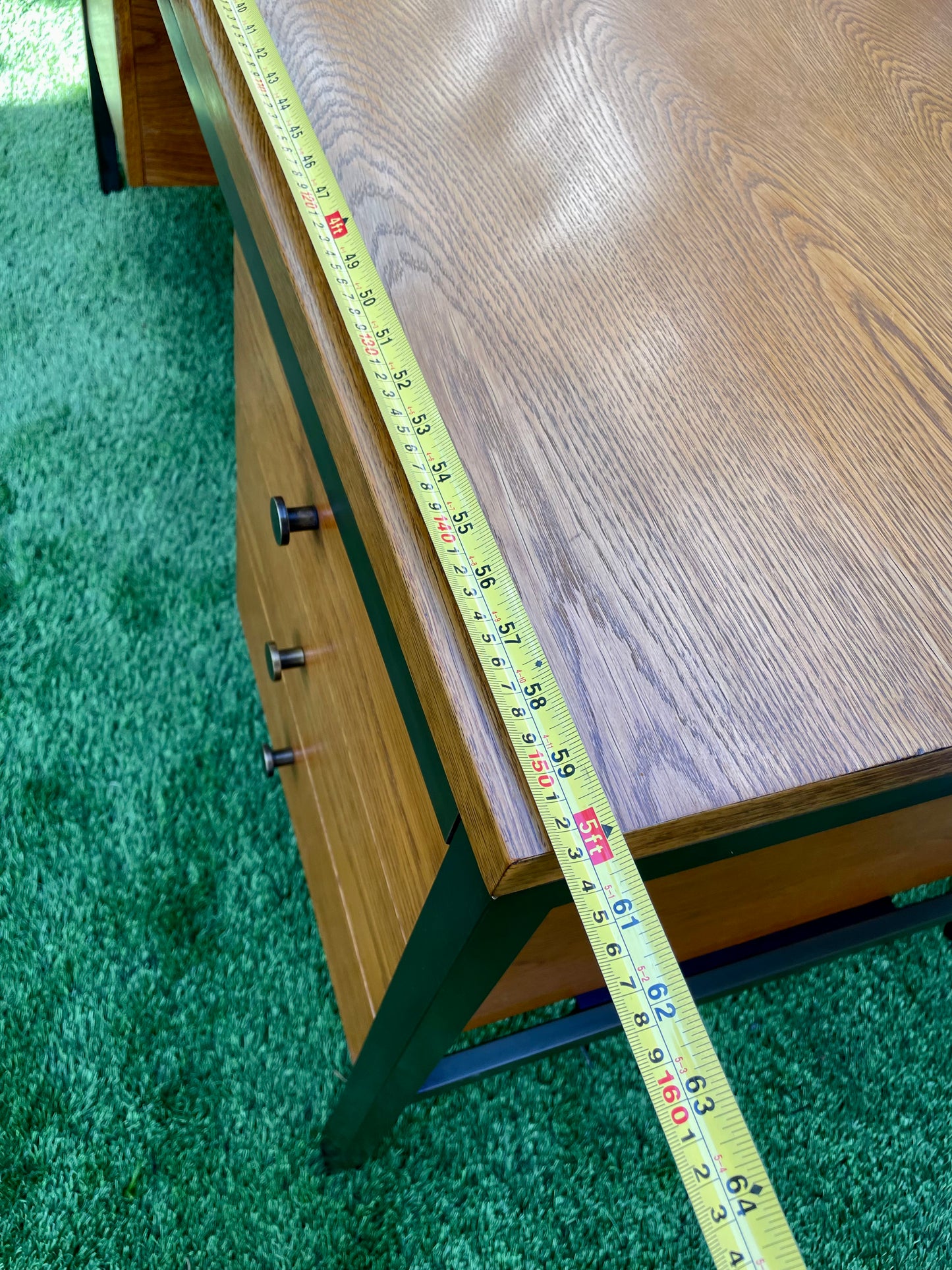 Mid 20th Century Mid-Century Modern Executive Desk in Oak and Bronze by Harry Lunstead Designs, Seattle