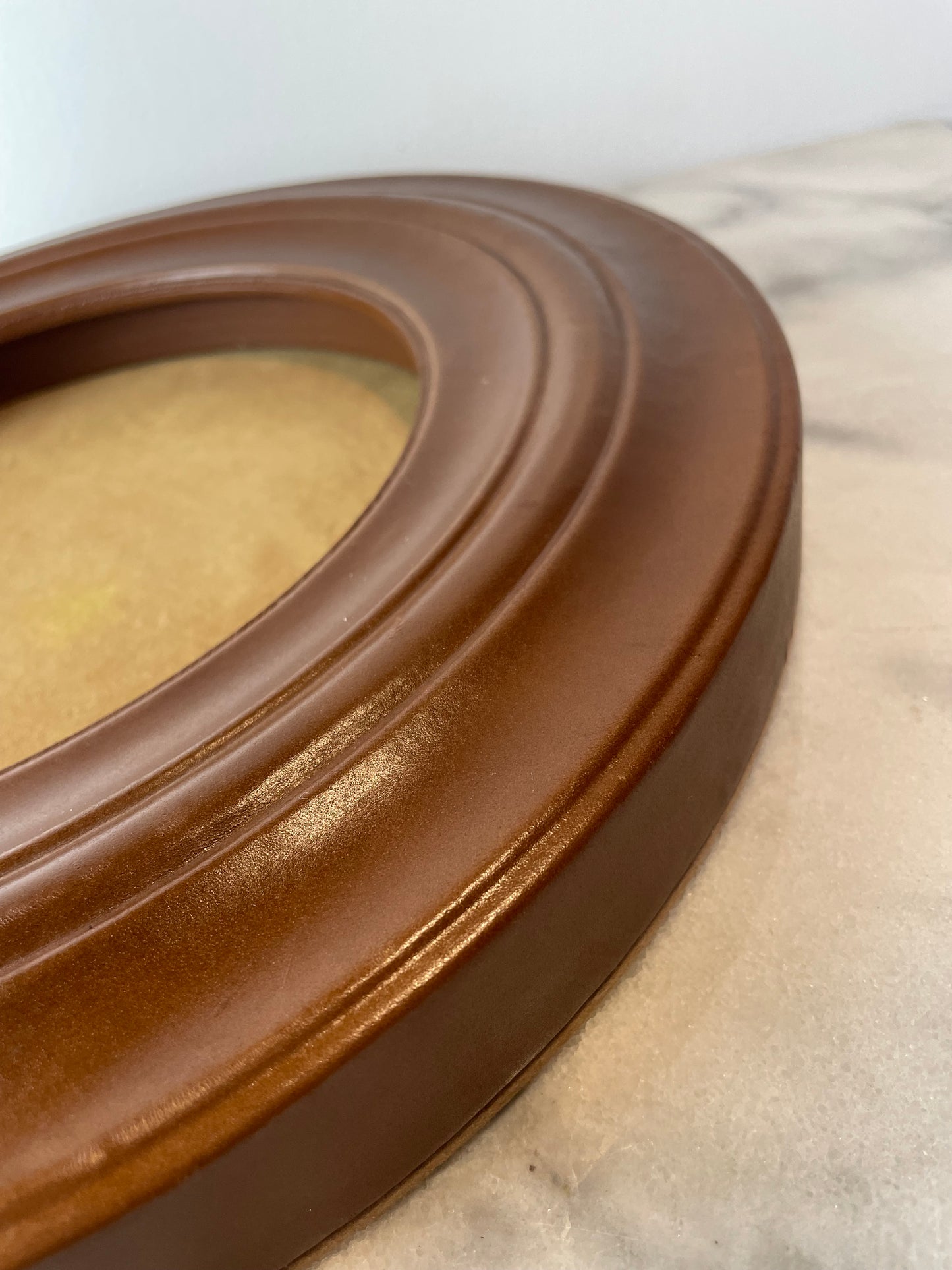 Contemporary Leather-Wrapped Picture Frame With Sculptural Molded Detailing