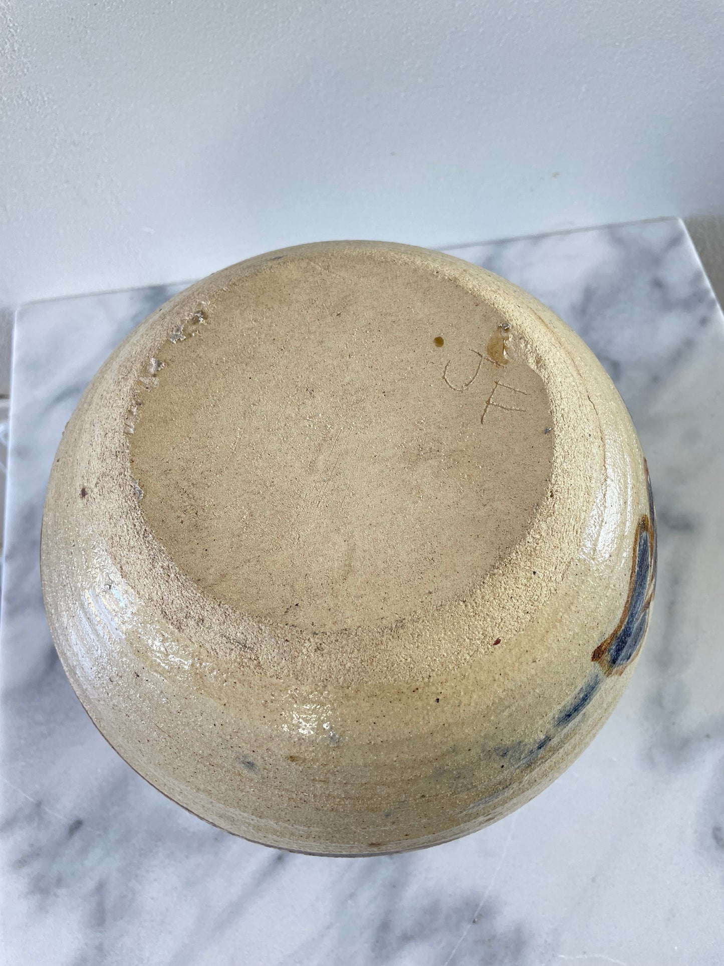 Mid 20th Century Rustic Glazed Stoneware Pot With Dragon Motif