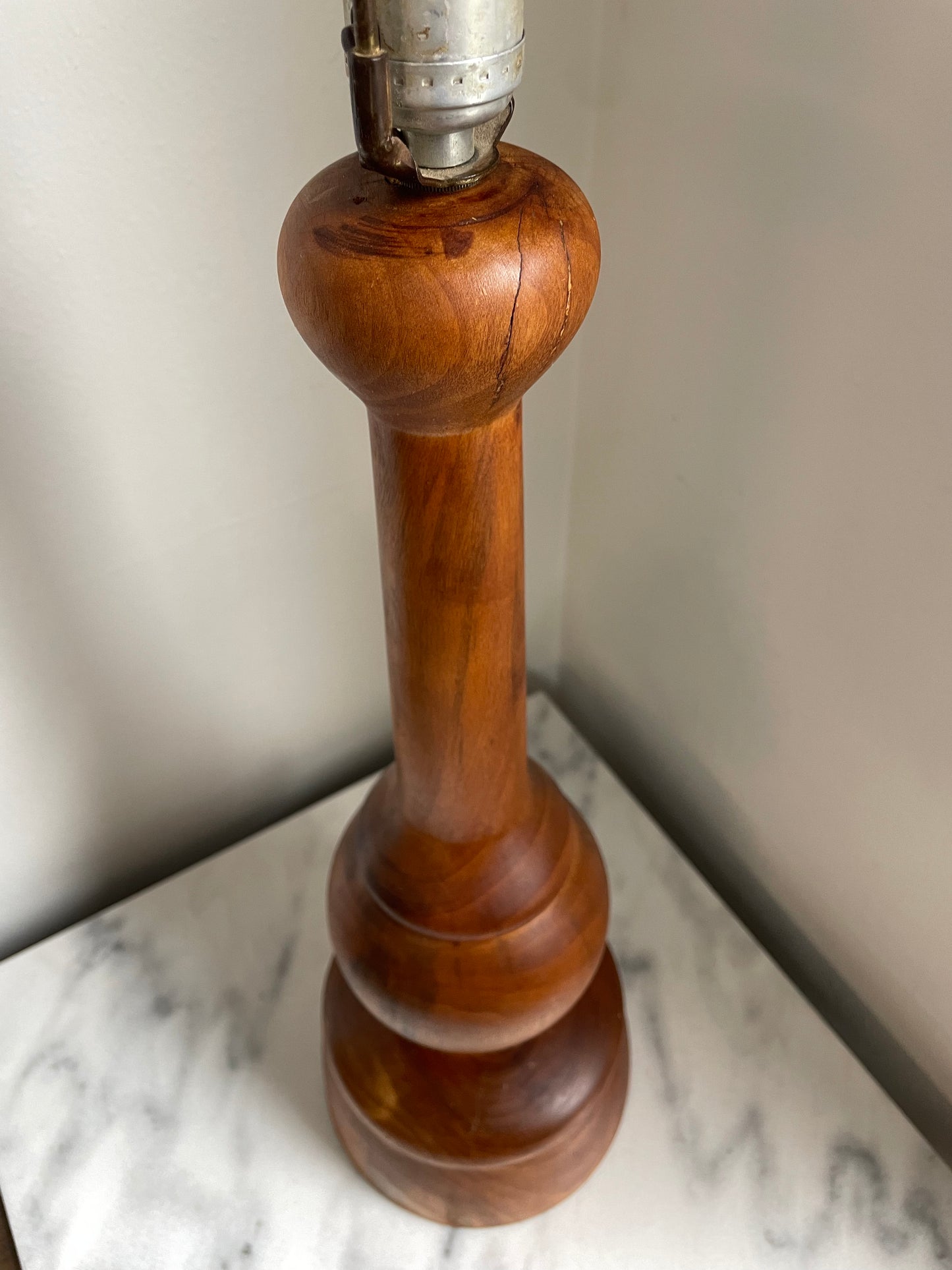 Mid 20th Century Hand Made Turned Wood Lamp