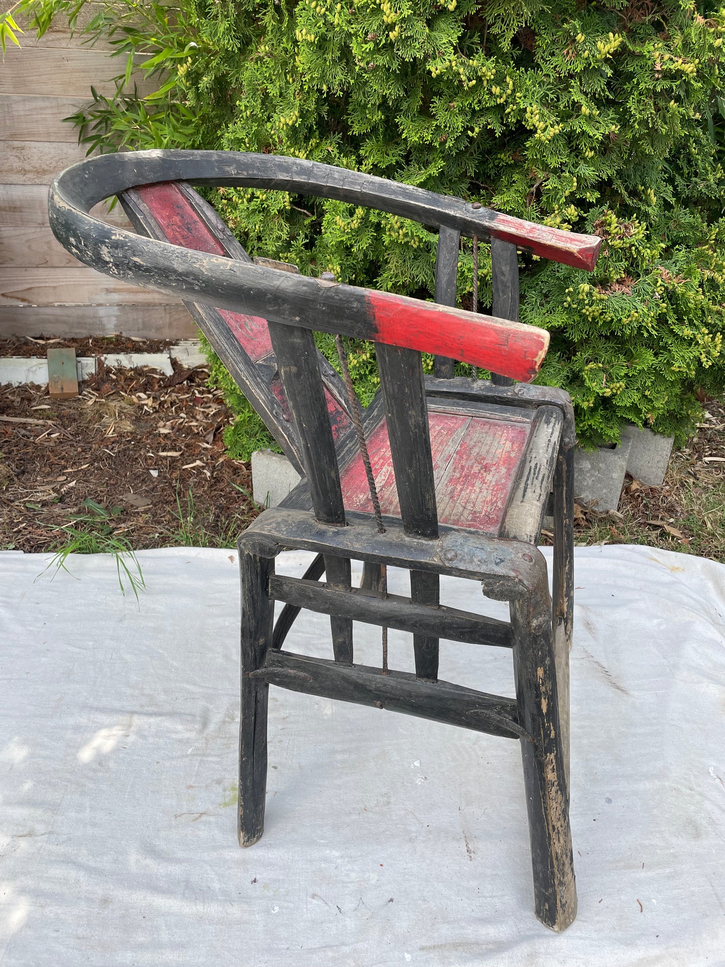 Late 19th-Early 20th Century Chinese Horseshoe Back Armchair