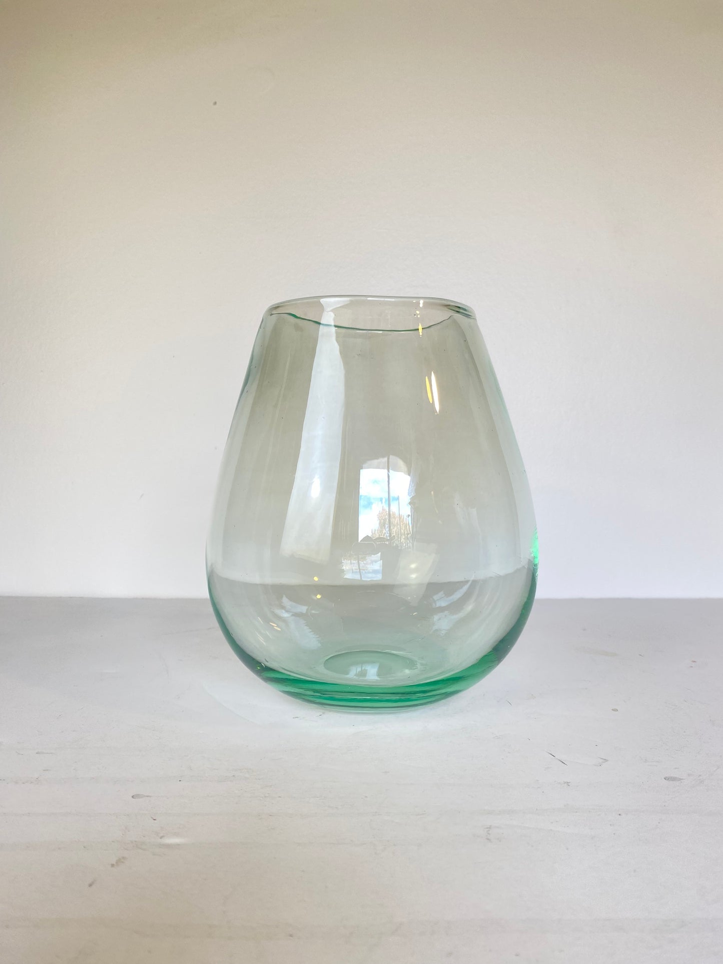 Vintage Hand-Blown Pale Turquoise Glass Vase, Tapered Form