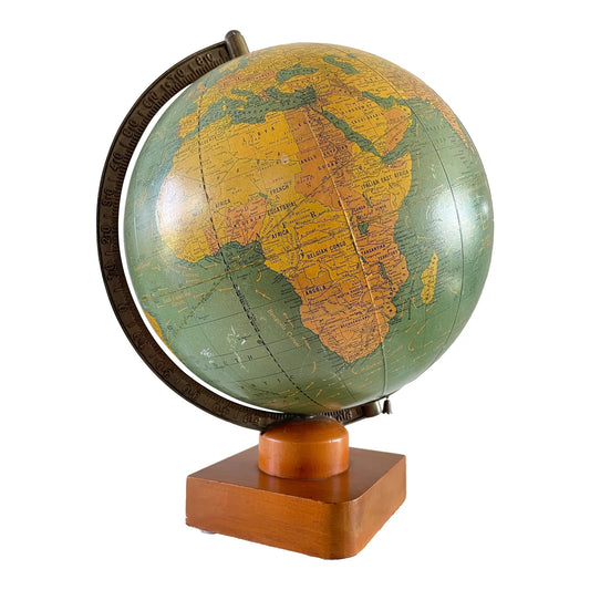 1941 George F Cram Terrestrial Glass Illuminated Globe