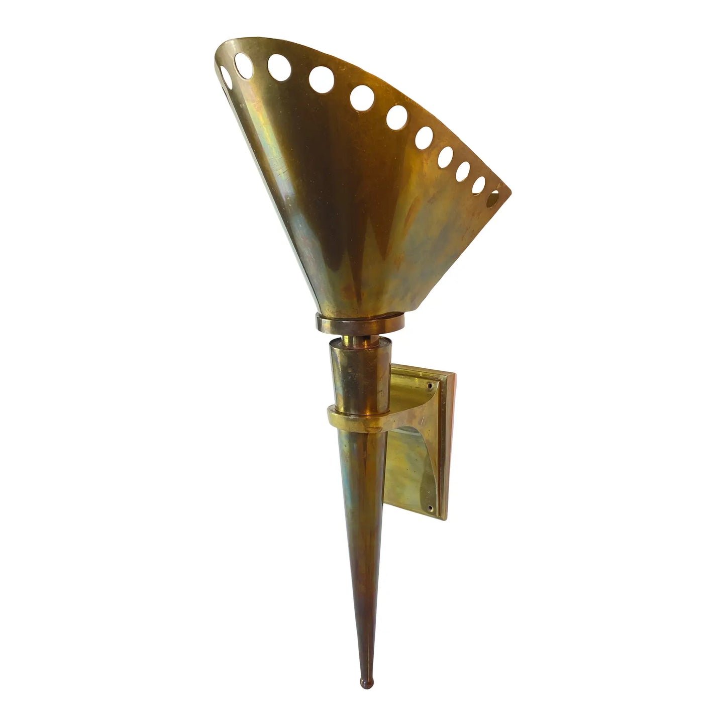 1950s Gilbert Poillerat French Mid-Century Design Brass Sconce