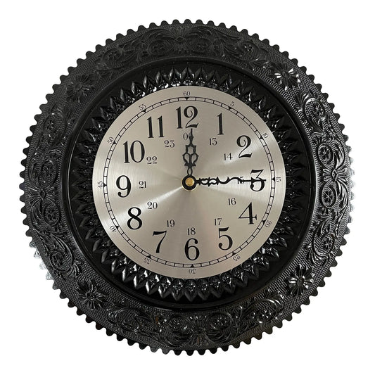 1970s Black Glass Clock by Tiara Glass