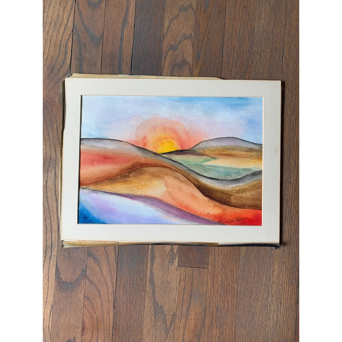 1980 Abstract Landscape Watercolor Painting by Frealon Norden Bibbins