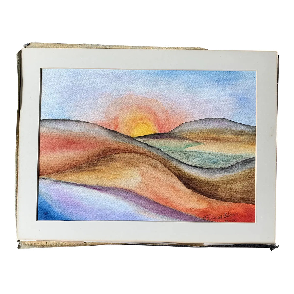1980 Abstract Landscape Watercolor Painting by Frealon Norden Bibbins