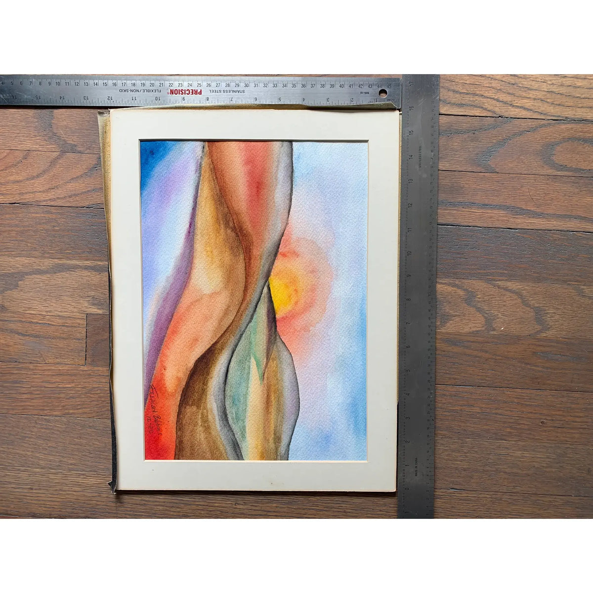 1980 Abstract Landscape Watercolor Painting by Frealon Norden Bibbins