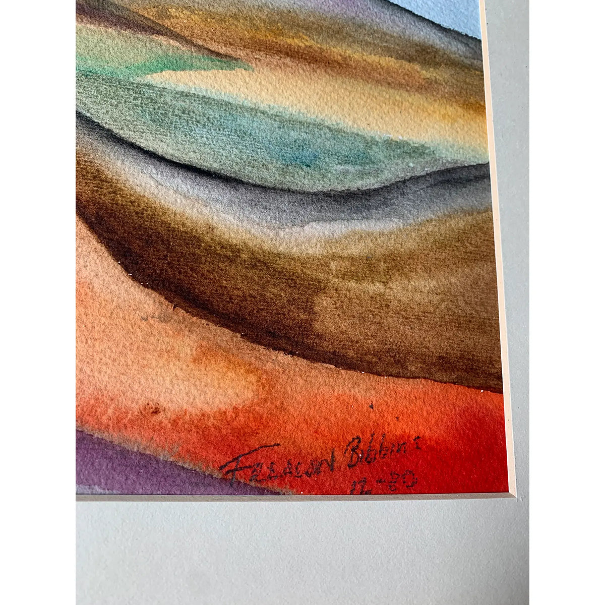 1980 Abstract Landscape Watercolor Painting by Frealon Norden Bibbins
