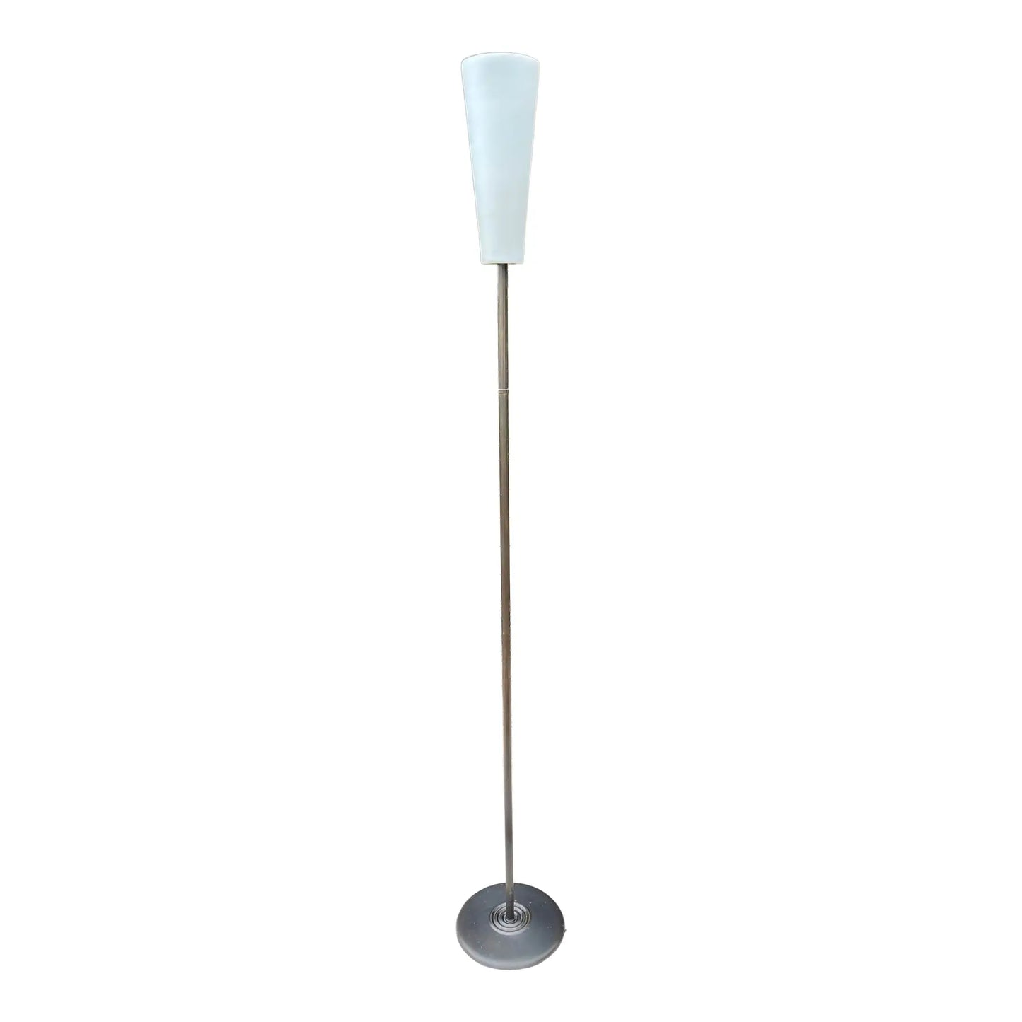 1980s Italian Postmodern Floor Lamp With Opaline Glass Shade — Minimalist Modern Torchère