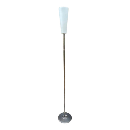 1980s Italian Postmodern Floor Lamp With Opaline Glass Shade — Minimalist Modern Torchère