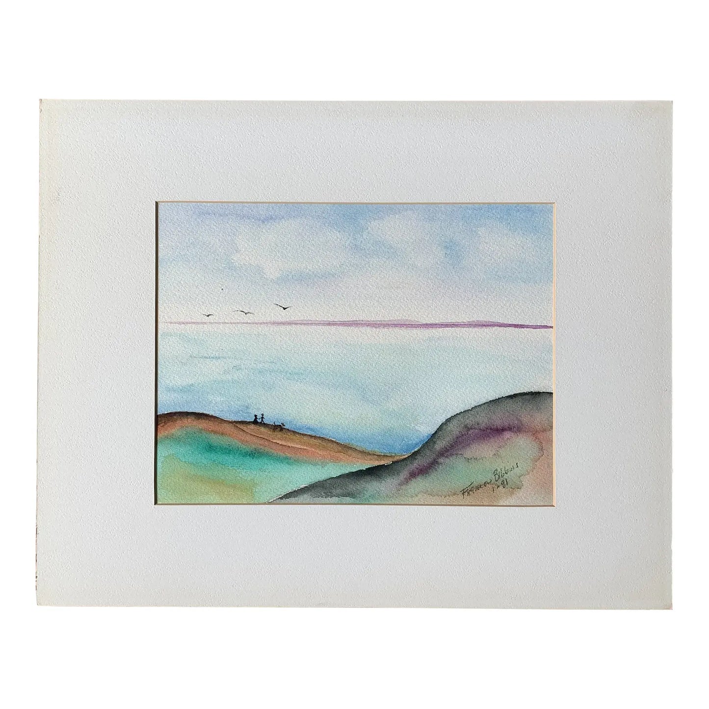 1980s Seascape Watercolor Painting by Frealon Norden Bibbins