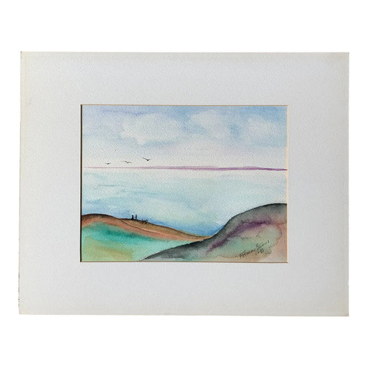 1980s Seascape Watercolor Painting by Frealon Norden Bibbins