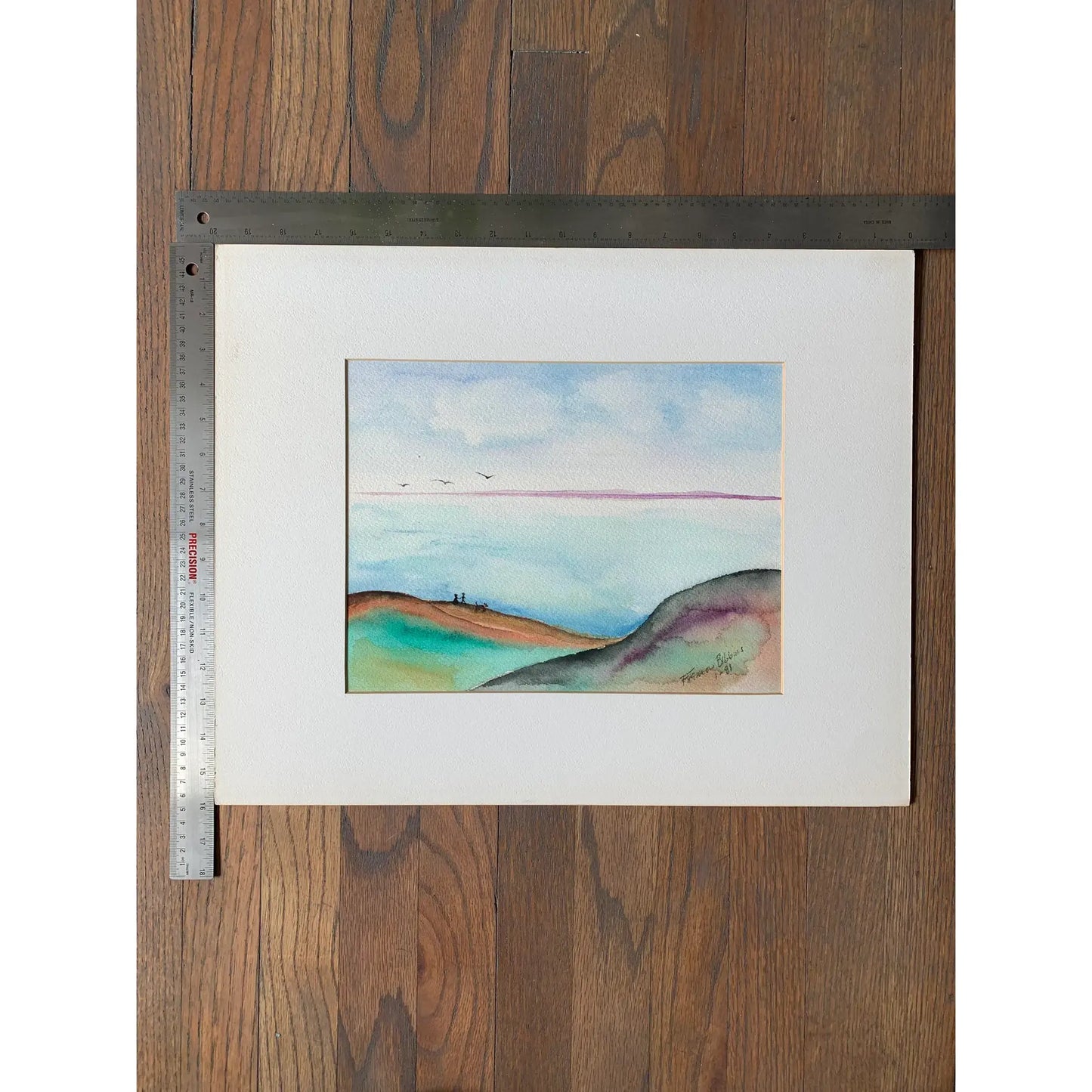1980s Seascape Watercolor Painting by Frealon Norden Bibbins