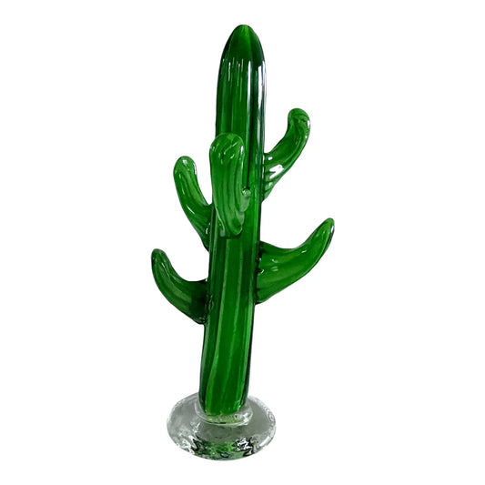 1990s Hand Blown Saguro Cactus Art Sculpture