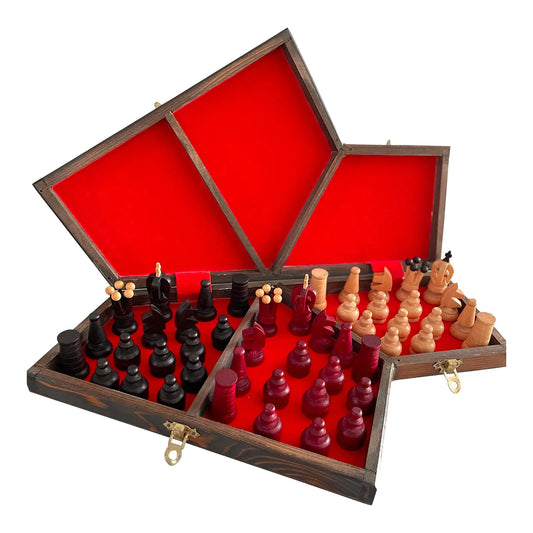 1996 Jerzy Luberda Three Player Wooden Chess Board Game - Pieces Black White Red