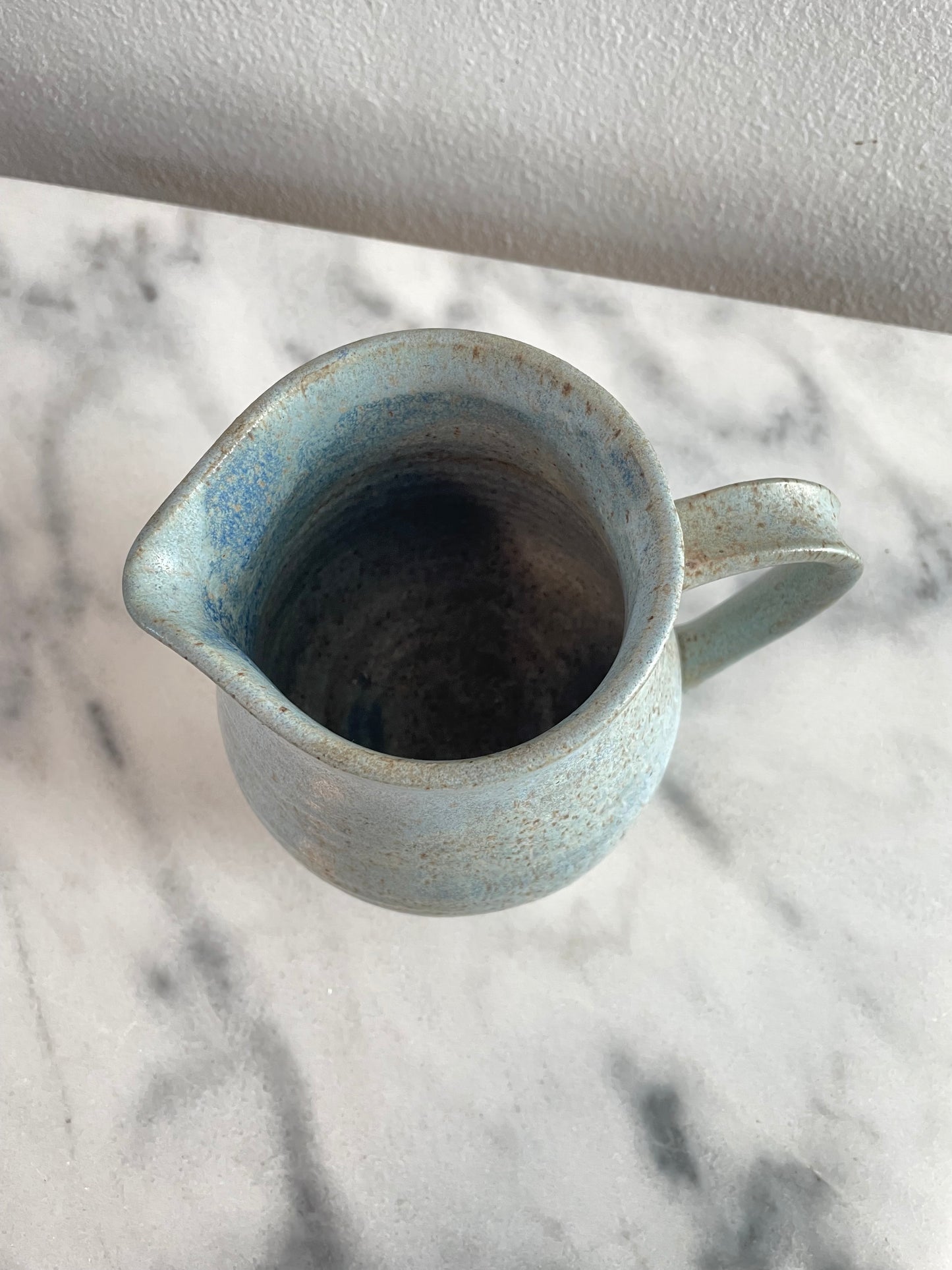 Handmade Studio Ceramic Pitcher With Light Blue-Gray Glaze