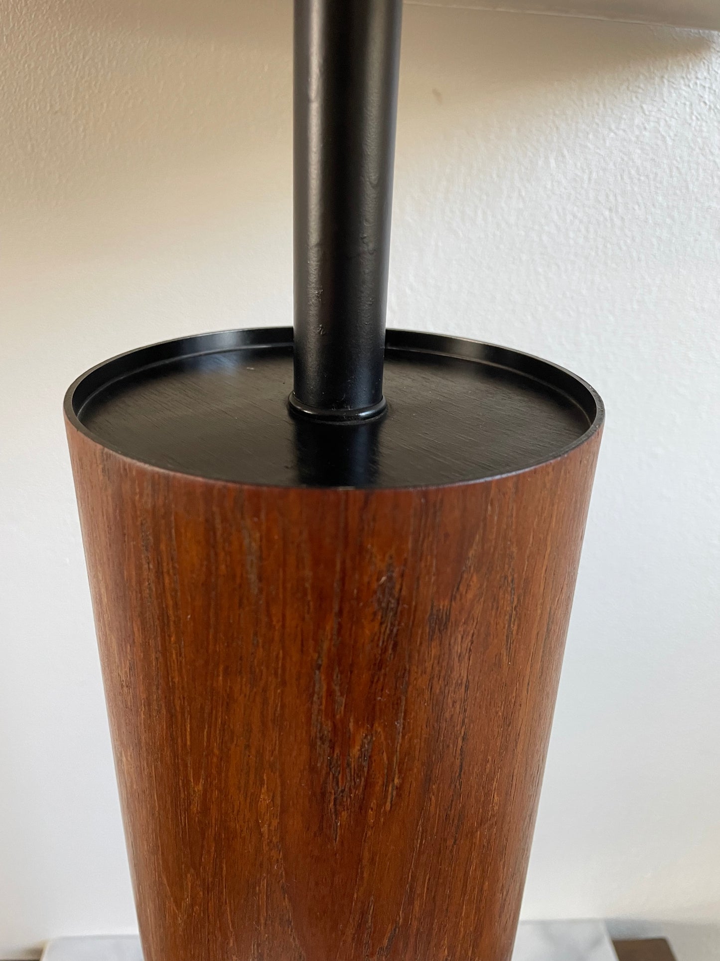 Mid 20th Century Minimalist Modern Walnut Cylinder Table Lamp