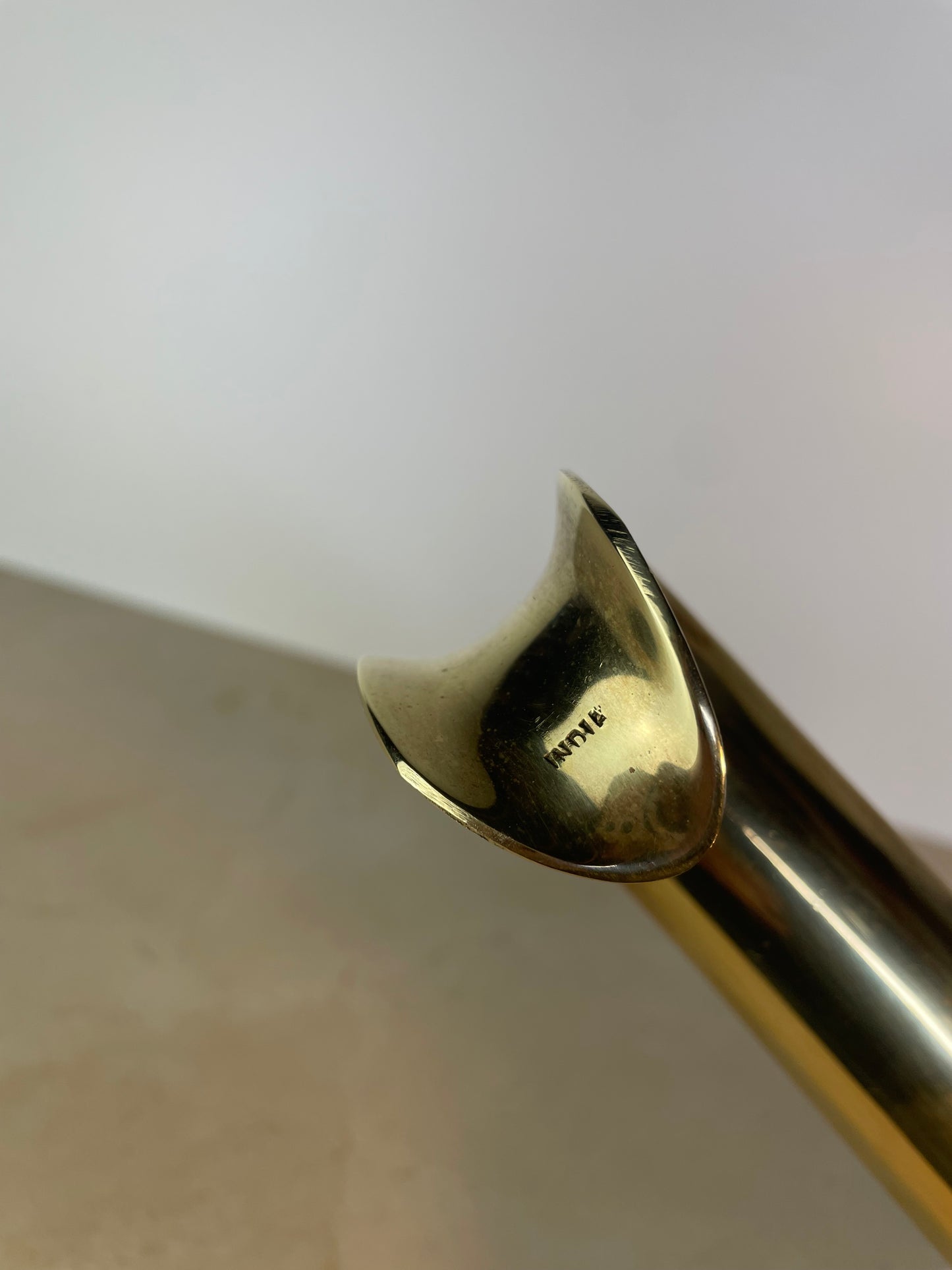 Vintage Solid Brass Long-Handled Shoehorn, India