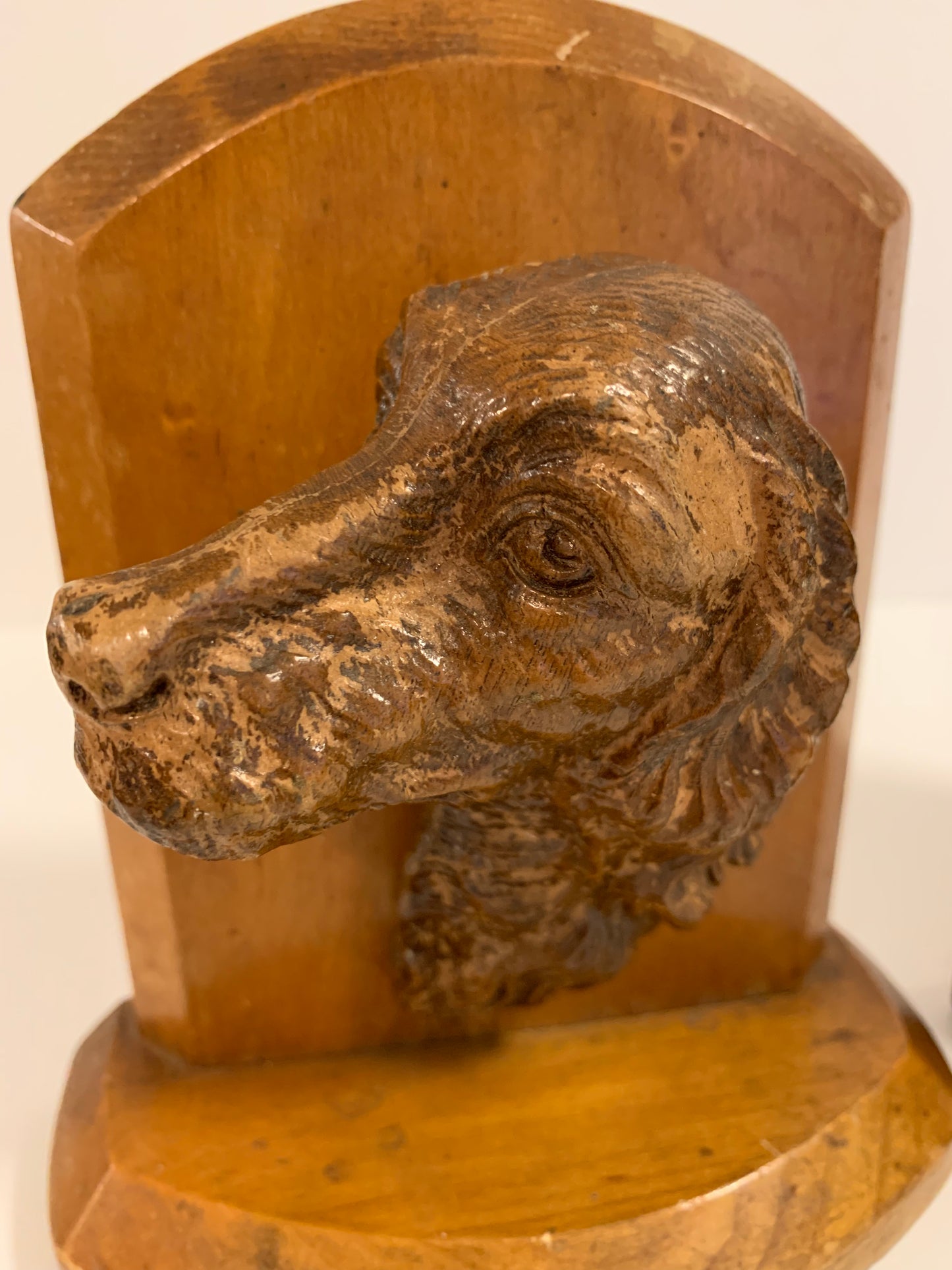 Vintage Mid 20th Century Wood Hunting Dog Bookends- a Pair