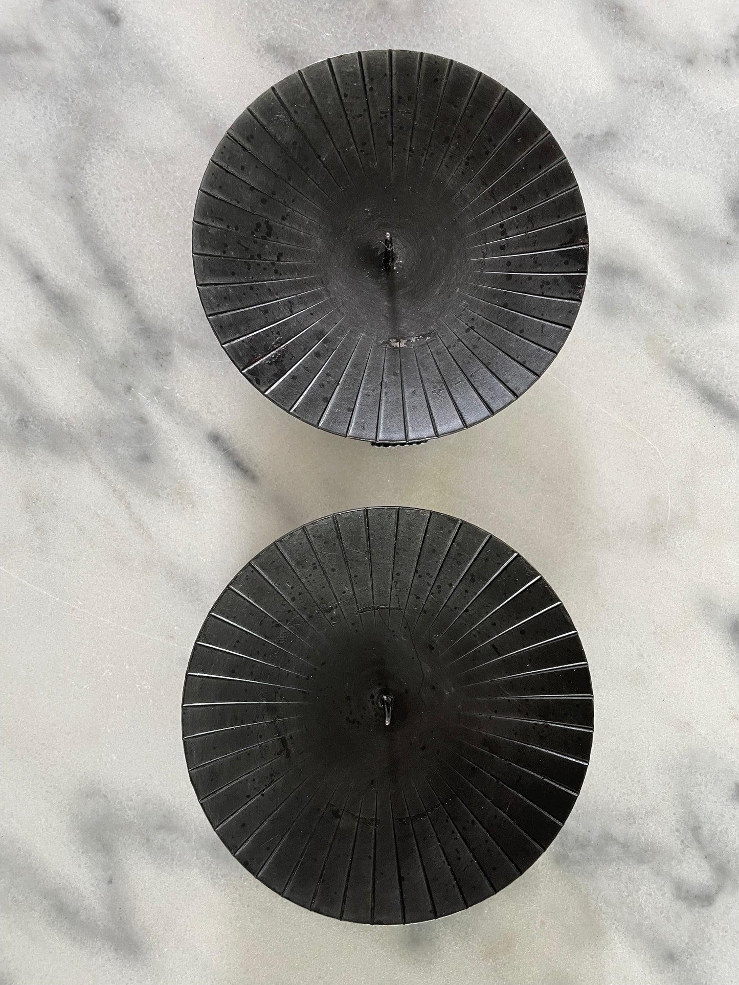 Mid 20th Century Austria Metalwork Pillar Candle Holders - A Pair