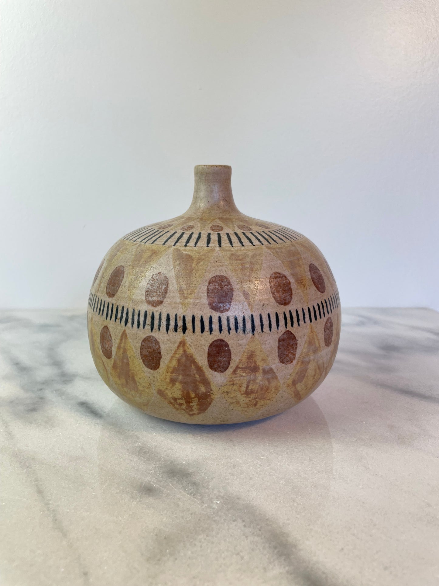 Mid 20th Century Ceramic Weedpot With Archaizing Decoration