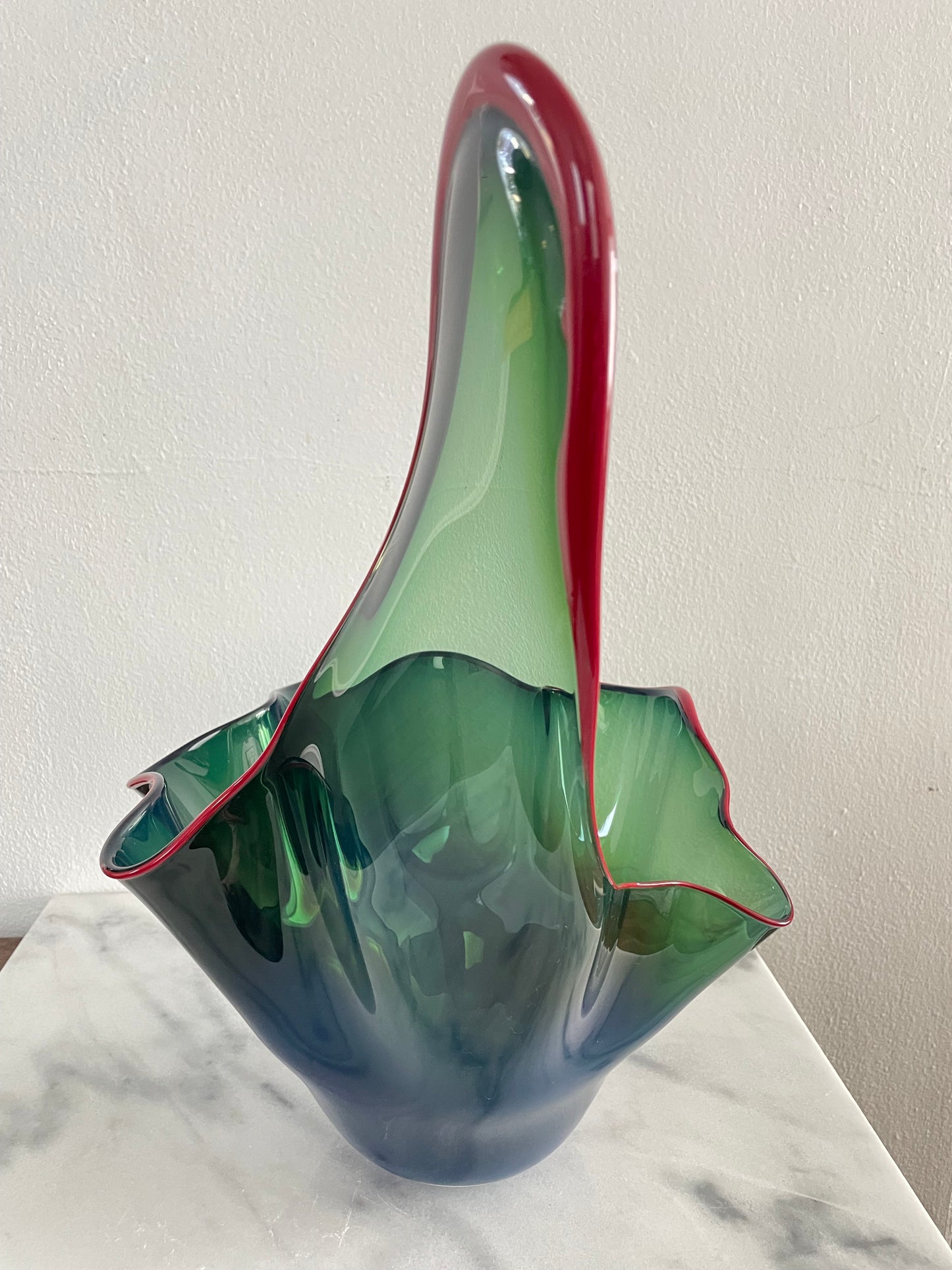 Studio Art Glass Abstract Free Form Ruffled Sculptural Vase Signed 2006