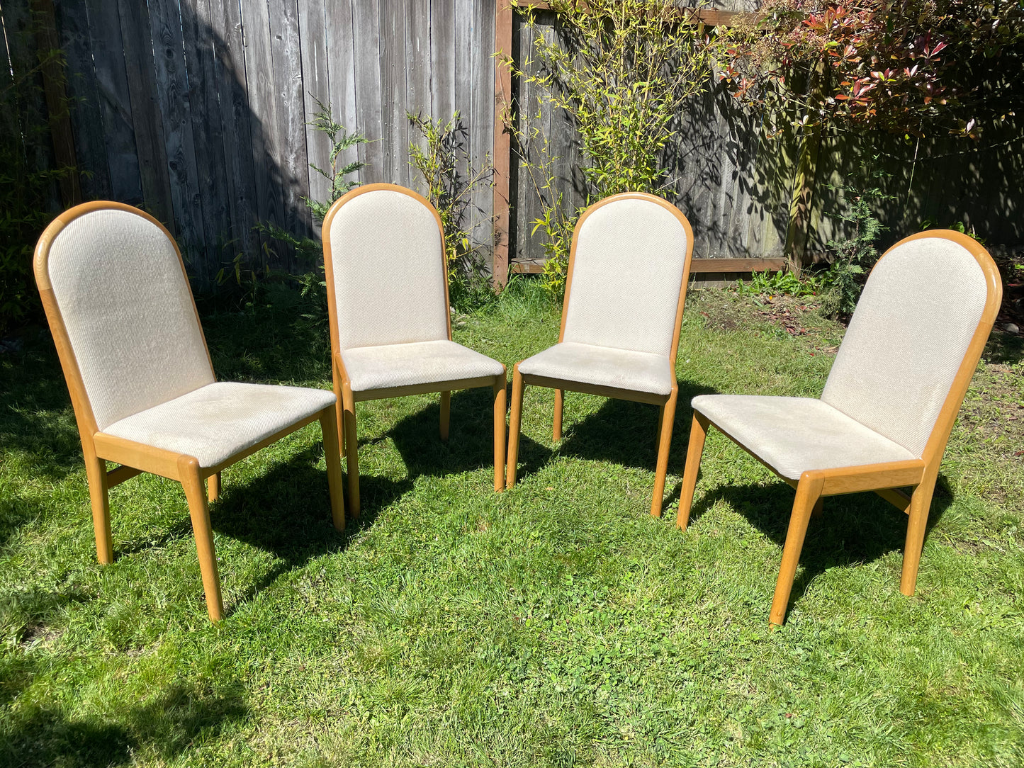 1970s Danish Modern High Back Upholstered Dining Chairs Set of 4