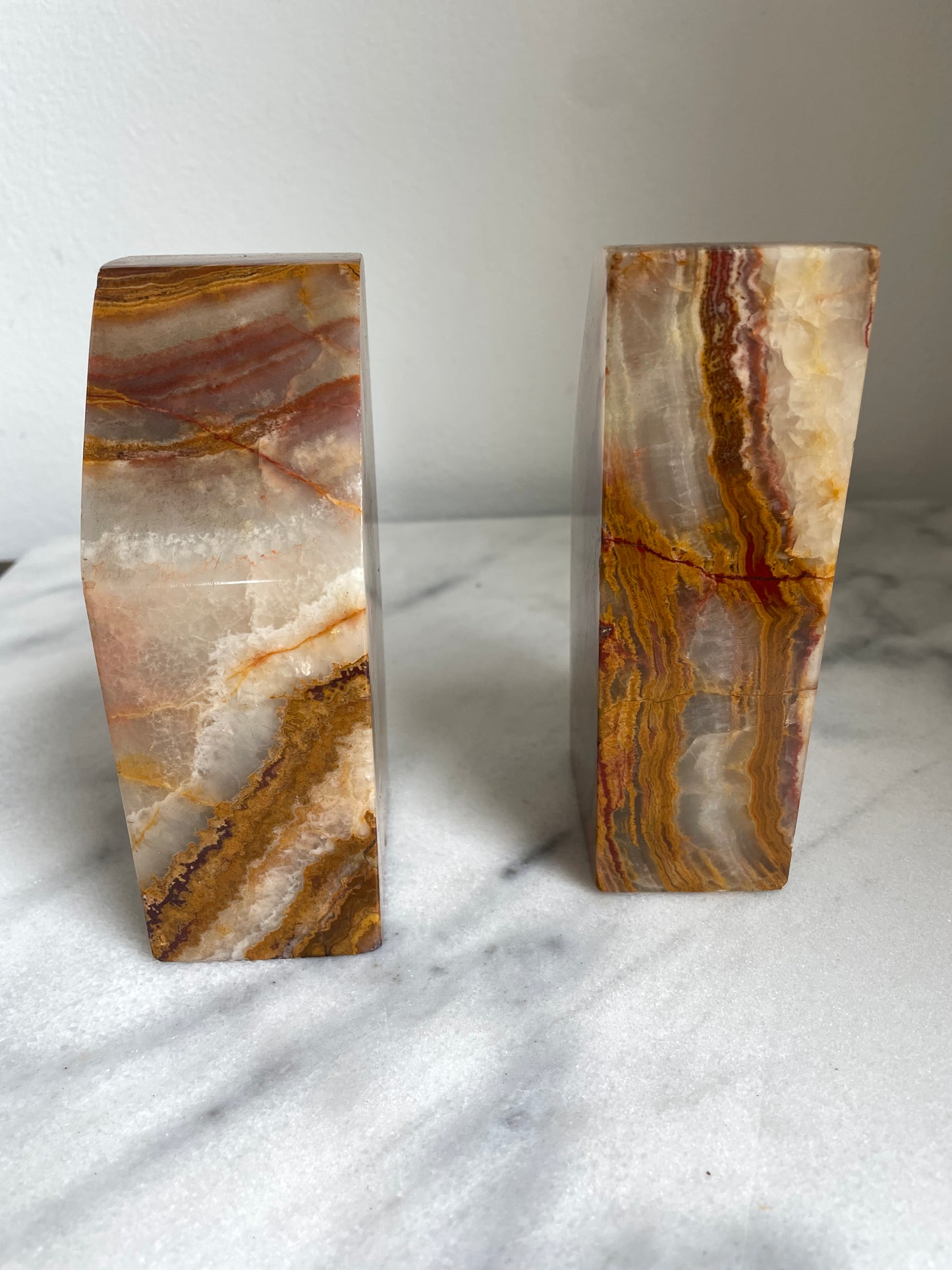 Vintage Solid Agate Slice Bookends- a Pair