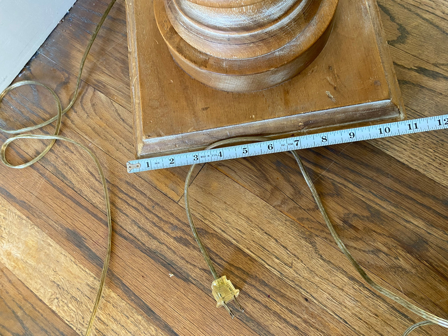 Vintage Italian Wood Architectural Column Floor Lamp With Brass Finial