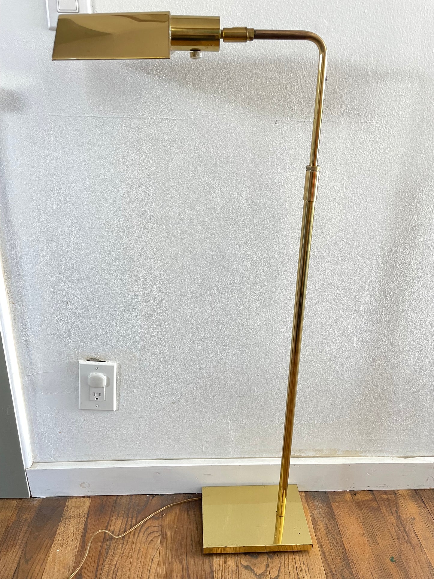 Mid 20th Century Koch & Lowy Brass Pharmacy Floor Reading Lamp With Dimmer