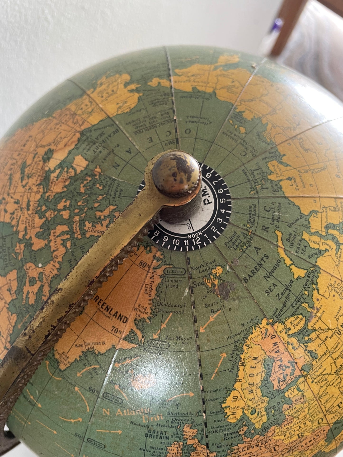 1941 George F Cram Terrestrial Glass Illuminated Globe