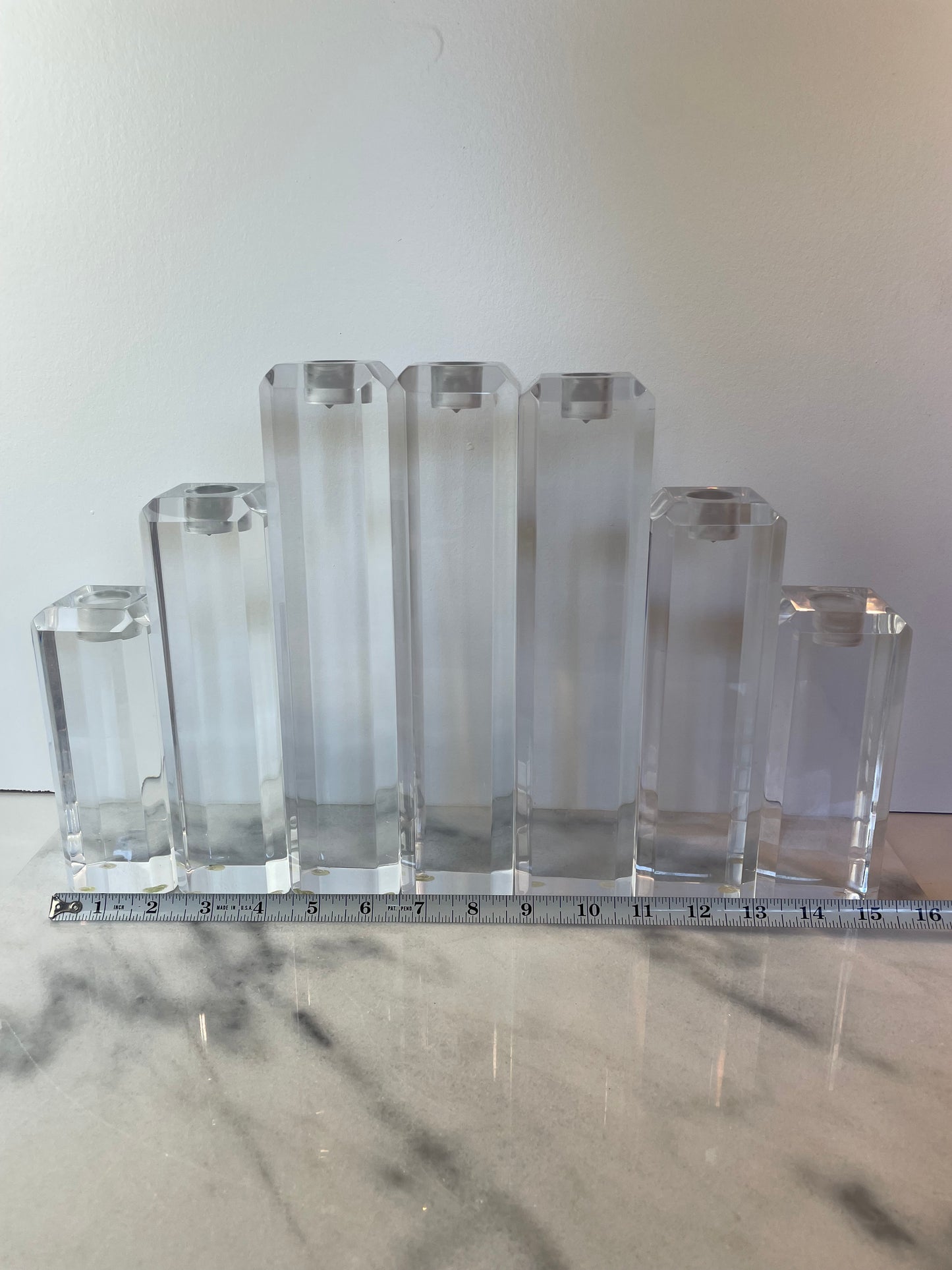 Mid 20th Century Ritts Astrolite of Los Angeles Vintage Modernist Lucite Candle Holders- Set of 7