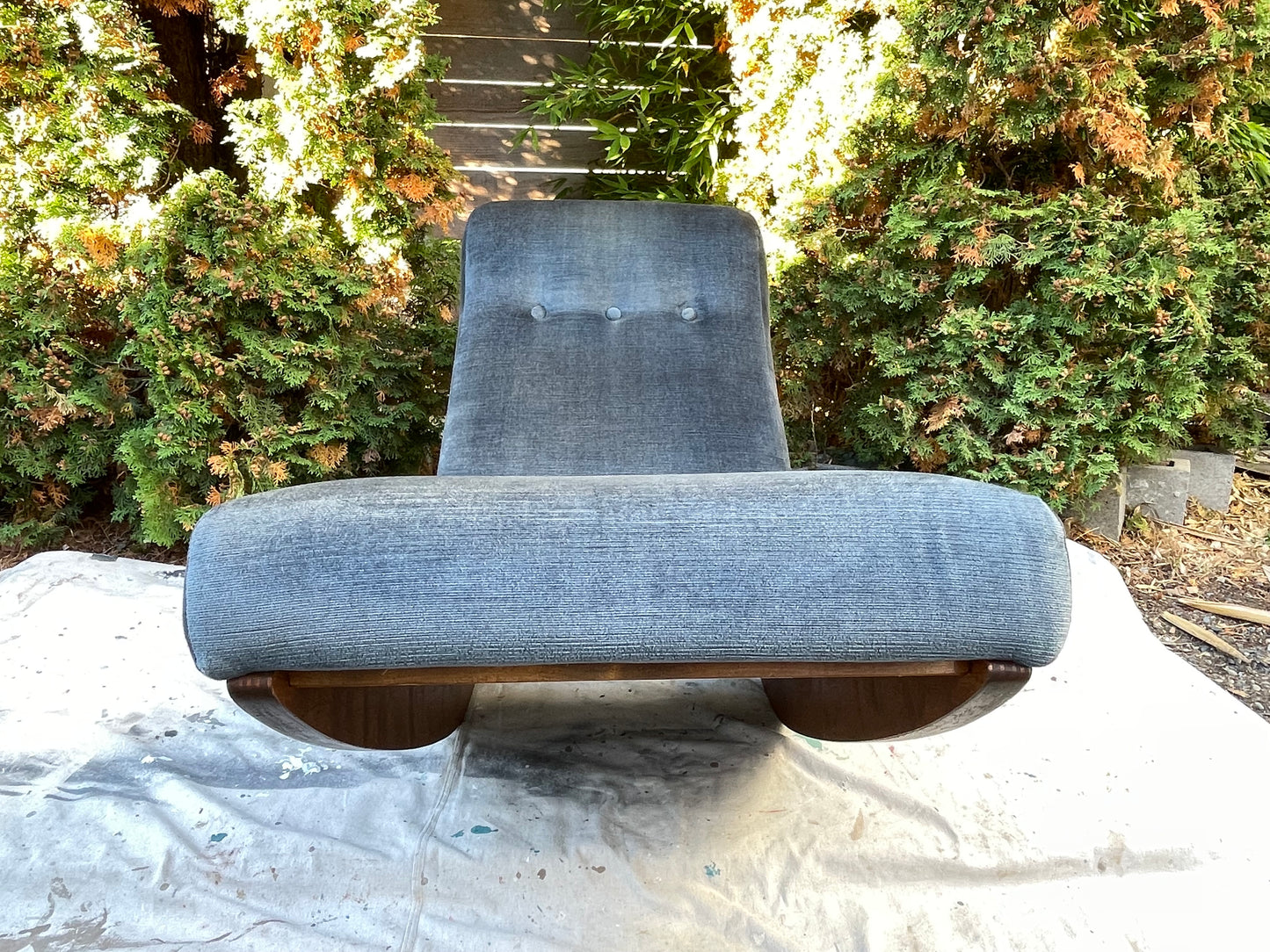 1980s Adrian Pearsall Style Sculptural Walnut Rocking Chaise Lounge