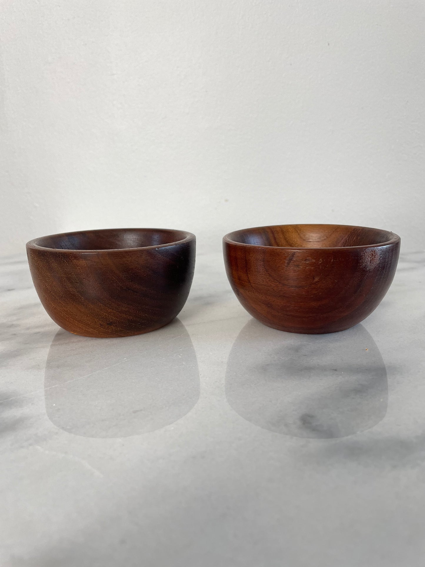 Mid 20th Century Small Turned Walnut Bowls - A Pair