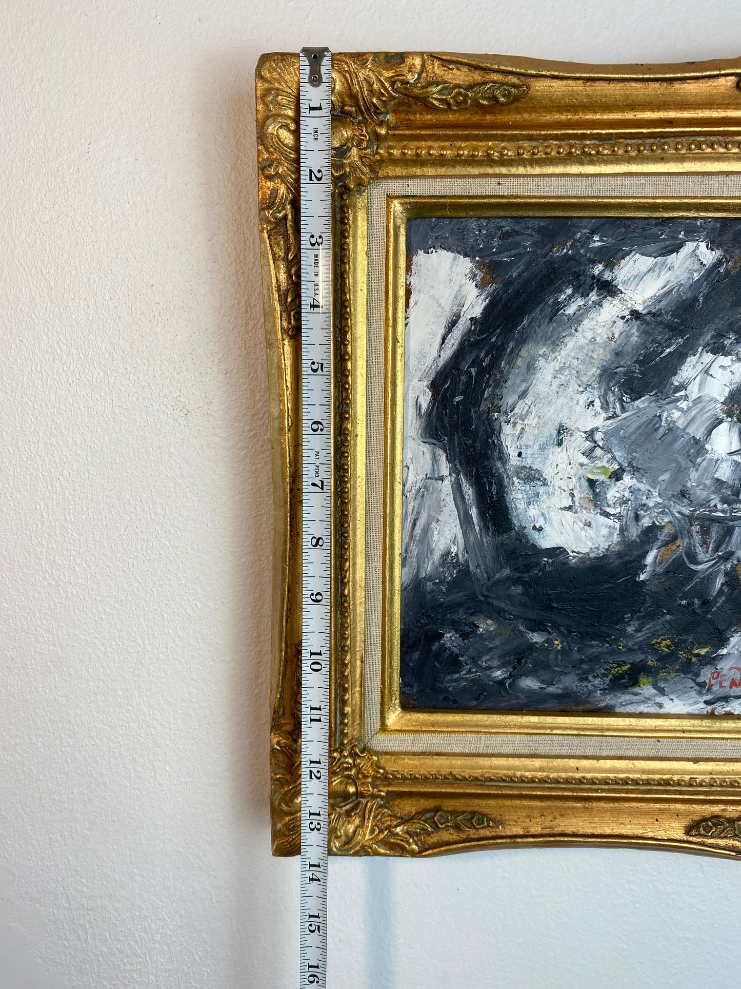 Original Abstract Expressionist Oil Painting in Ornate Vintage Gilded Frame by Francisco Peña 2026