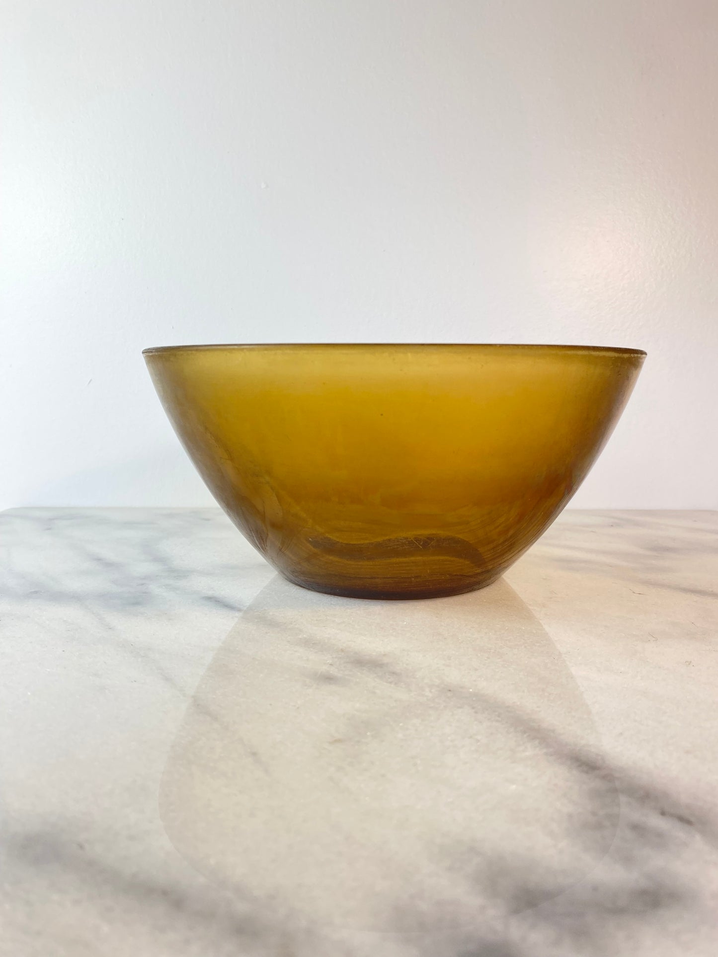 Vintage Arcopal France “Volcan” Frosted Amber Opaline Art Glass Bowl
